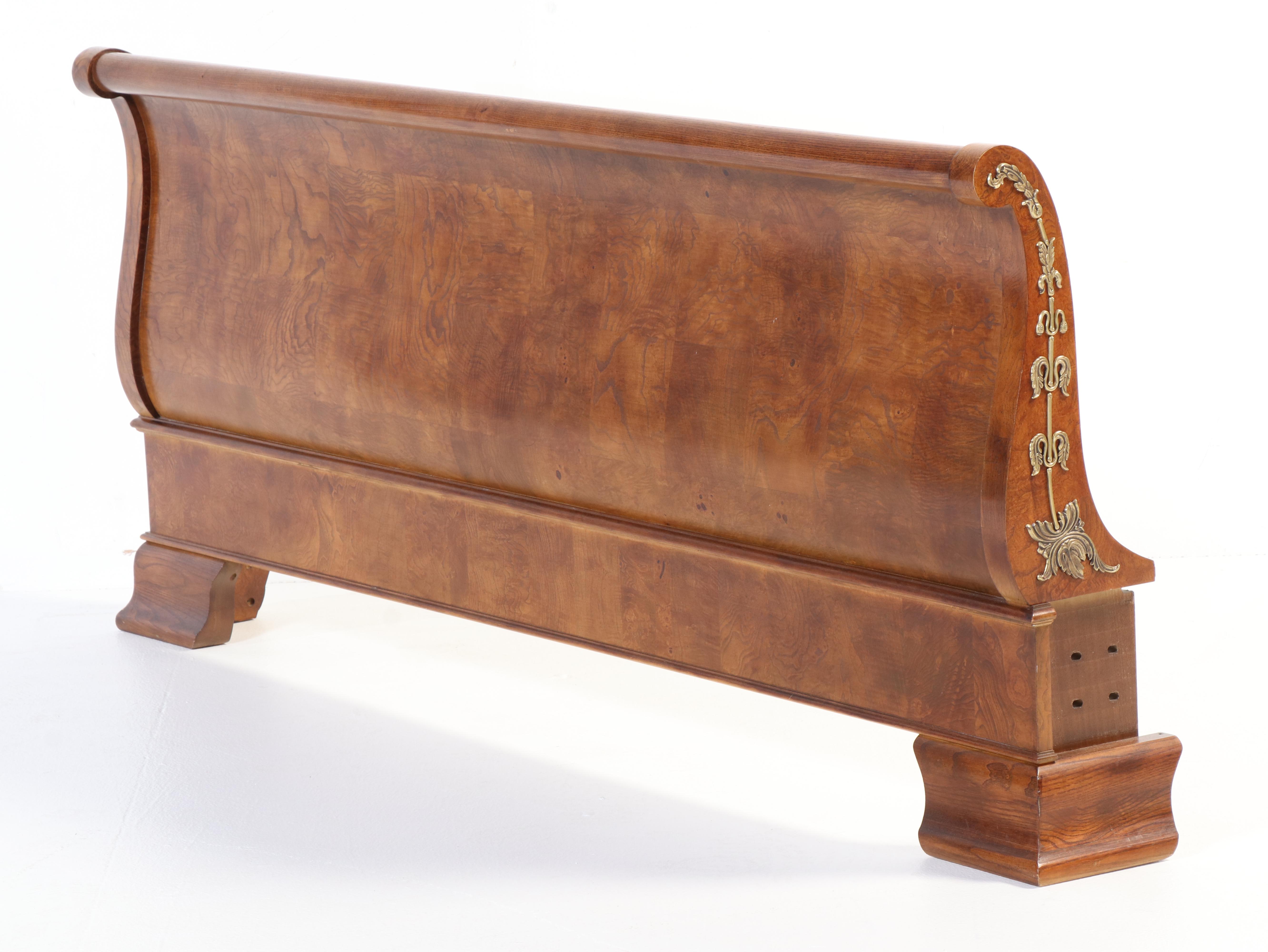 Henredon Charles X Style Burl Mahogany King Size Sleigh Bed
