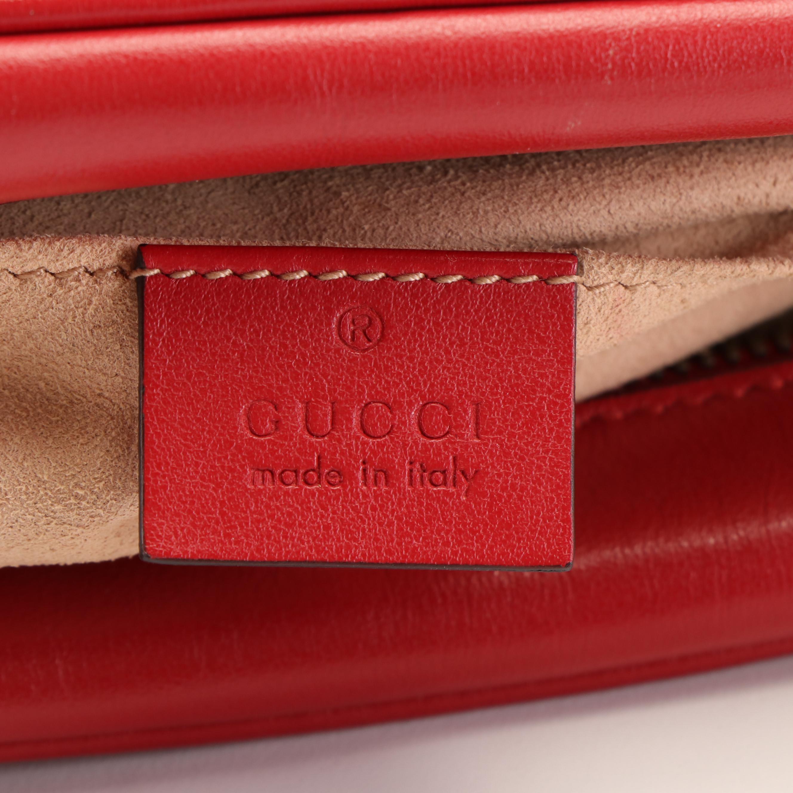 Gucci GG Marmont GG Matelasse Red Leather Shoulder Bag