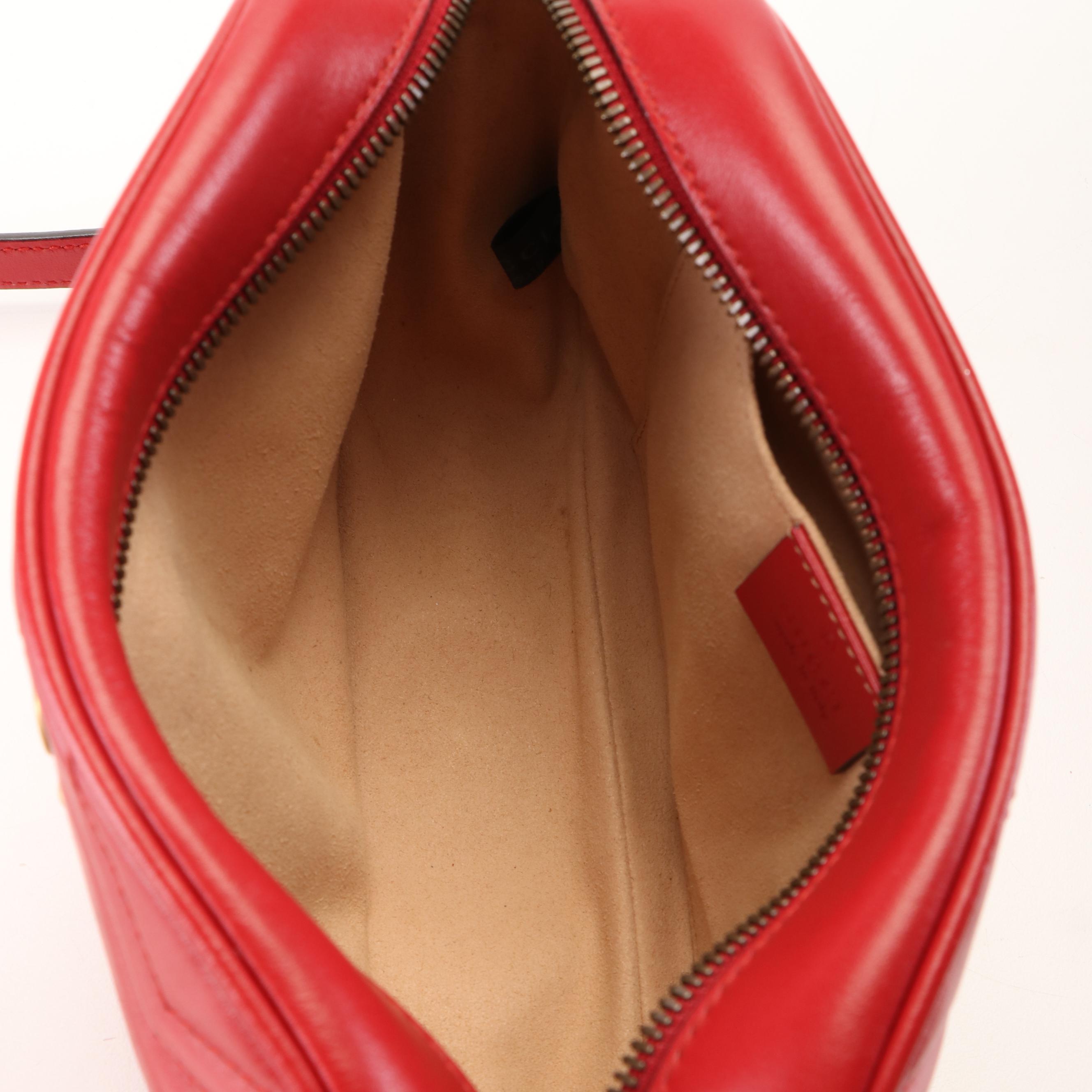 Gucci GG Marmont GG Matelasse Red Leather Shoulder Bag