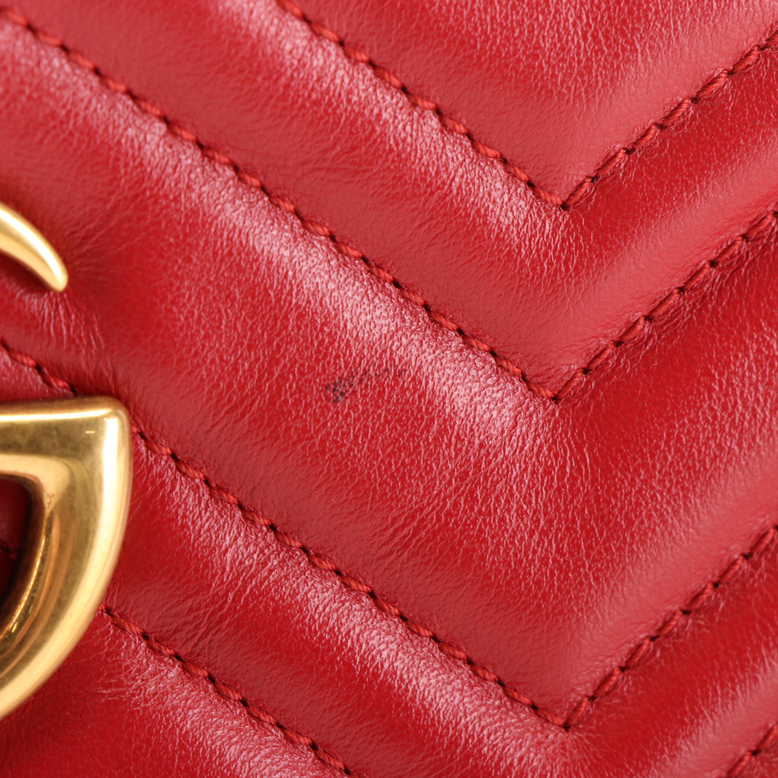 Gucci GG Marmont GG Matelasse Red Leather Shoulder Bag