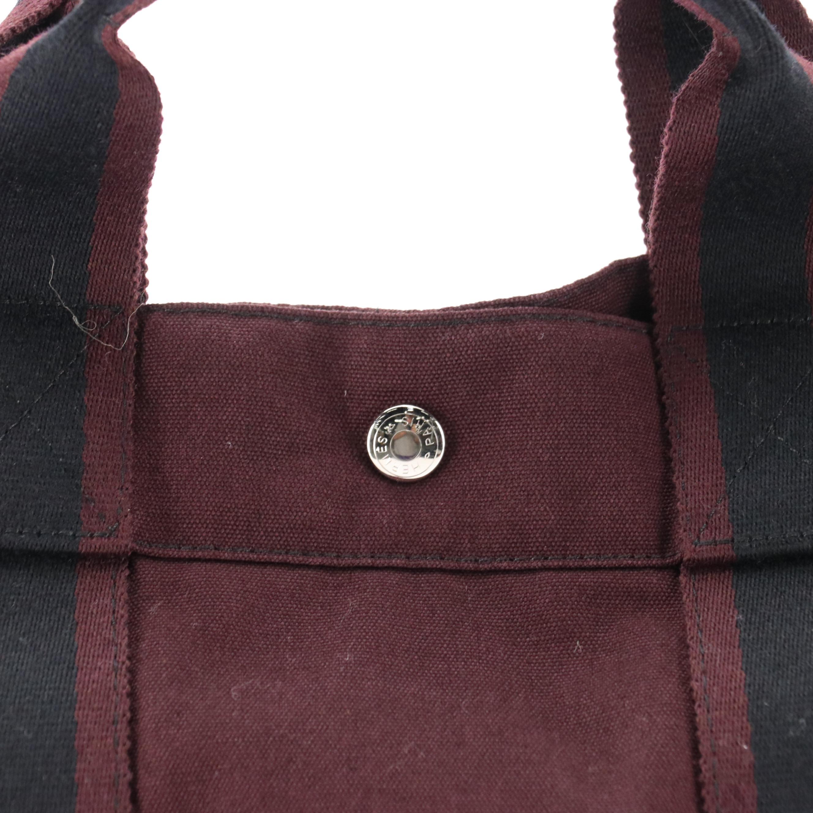 Hermès Fourre-Tout MM Burgundy and Black Canvas Tote Bag