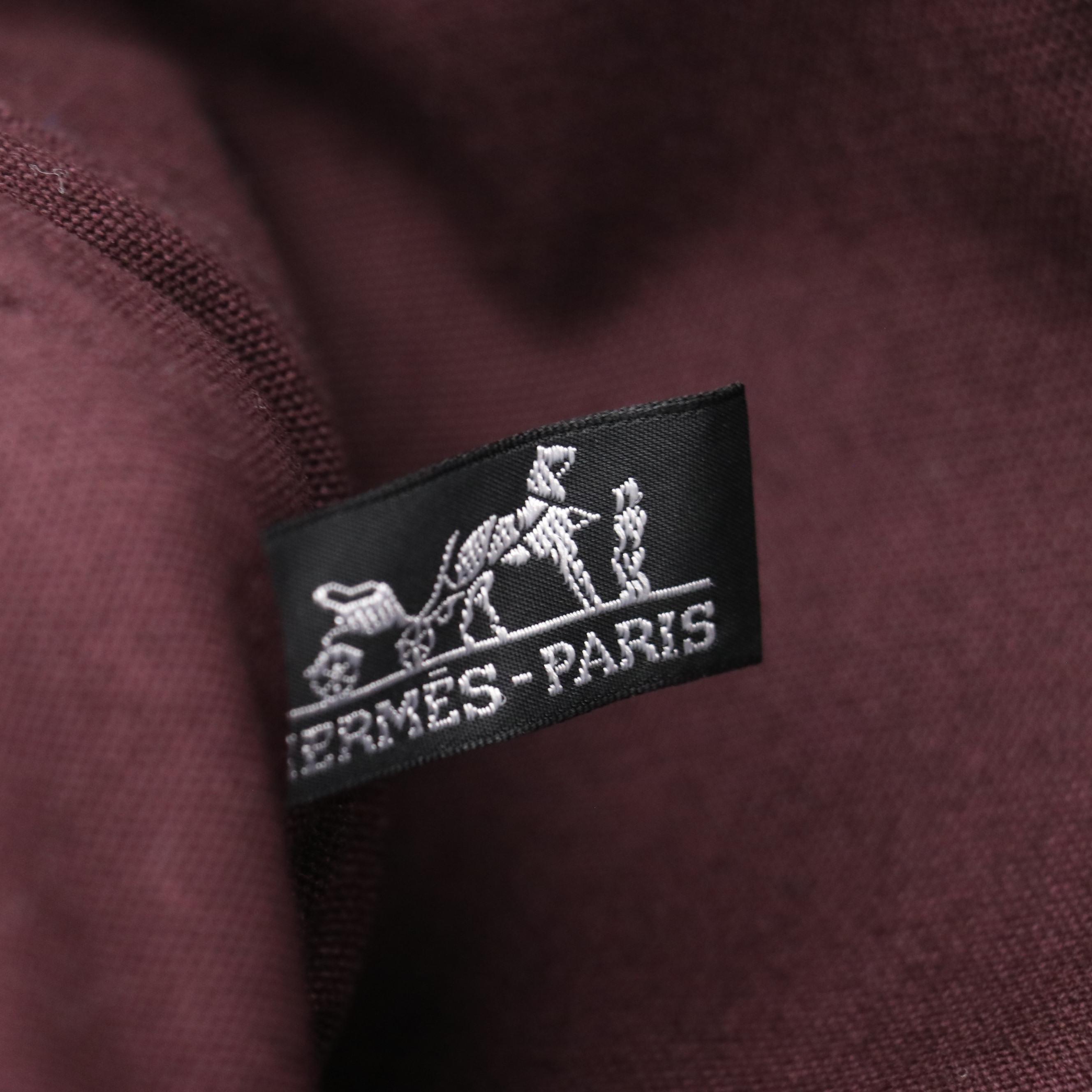 Hermès Fourre-Tout MM Burgundy and Black Canvas Tote Bag