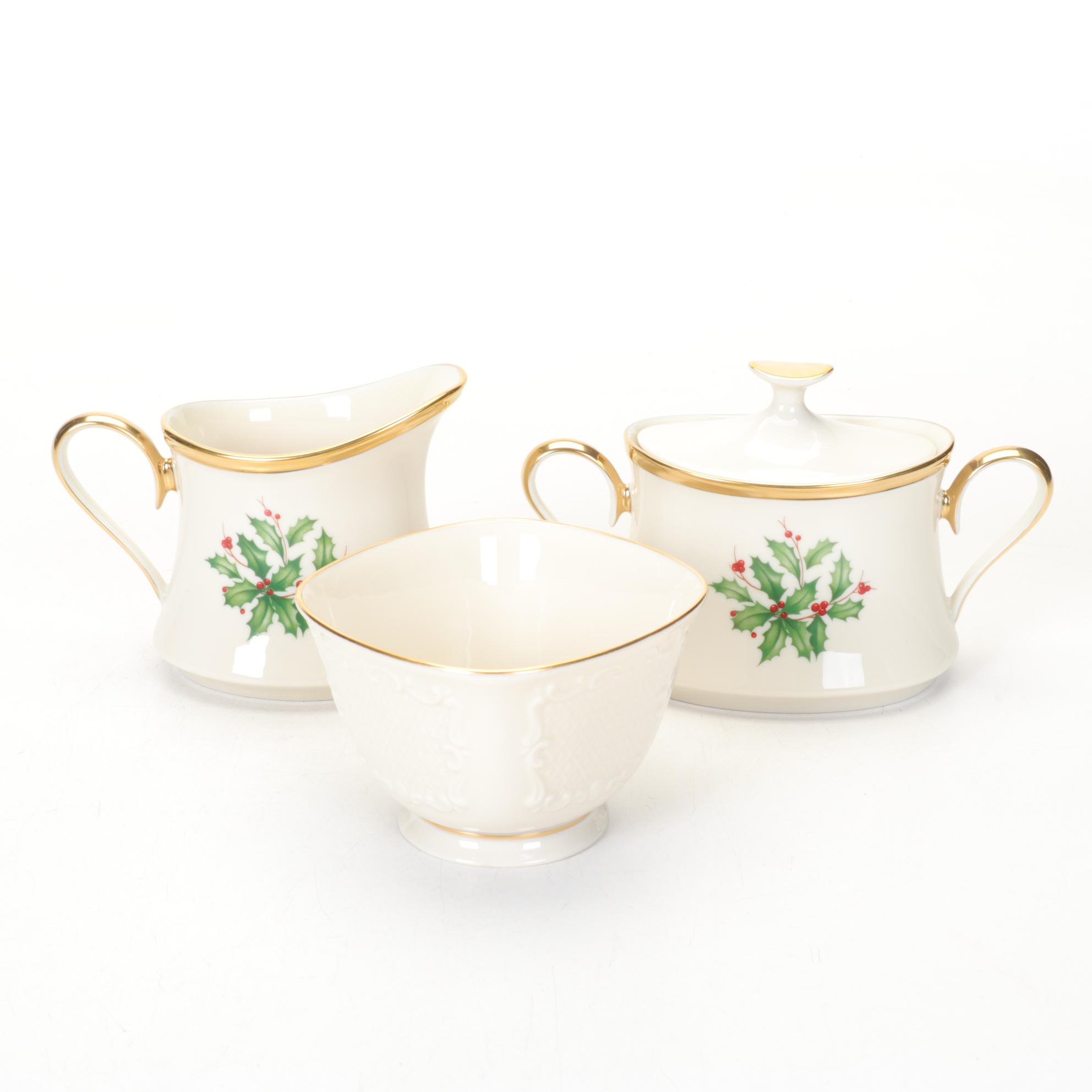 Lenox "Winter Greeting" Dishware with Ruby Glasses