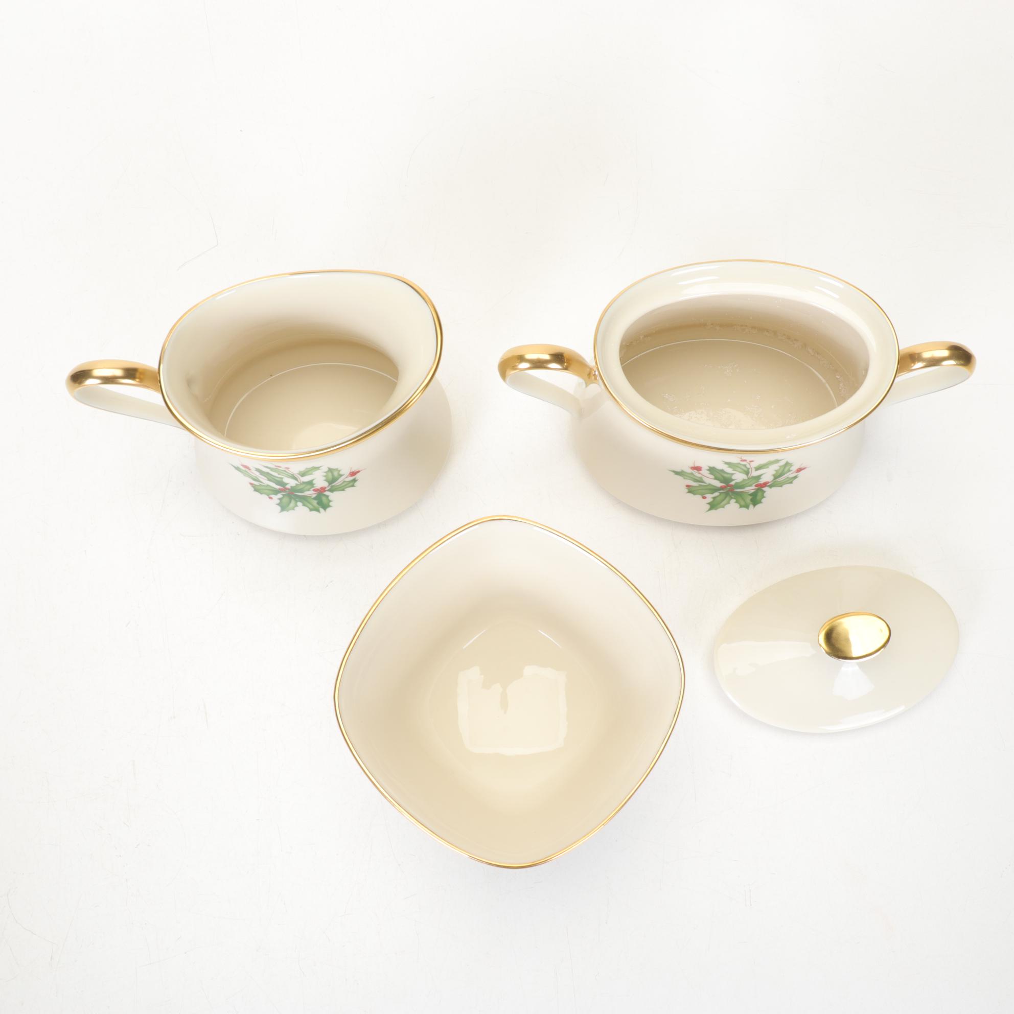 Lenox "Winter Greeting" Dishware with Ruby Glasses