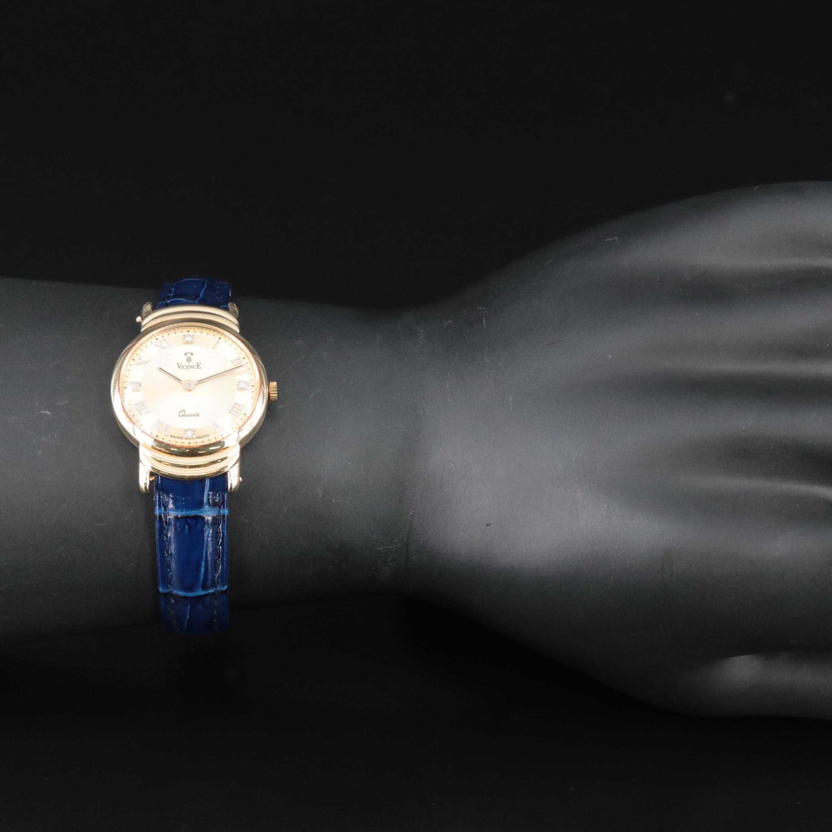 Vicence 14K Gold Quartz Watch