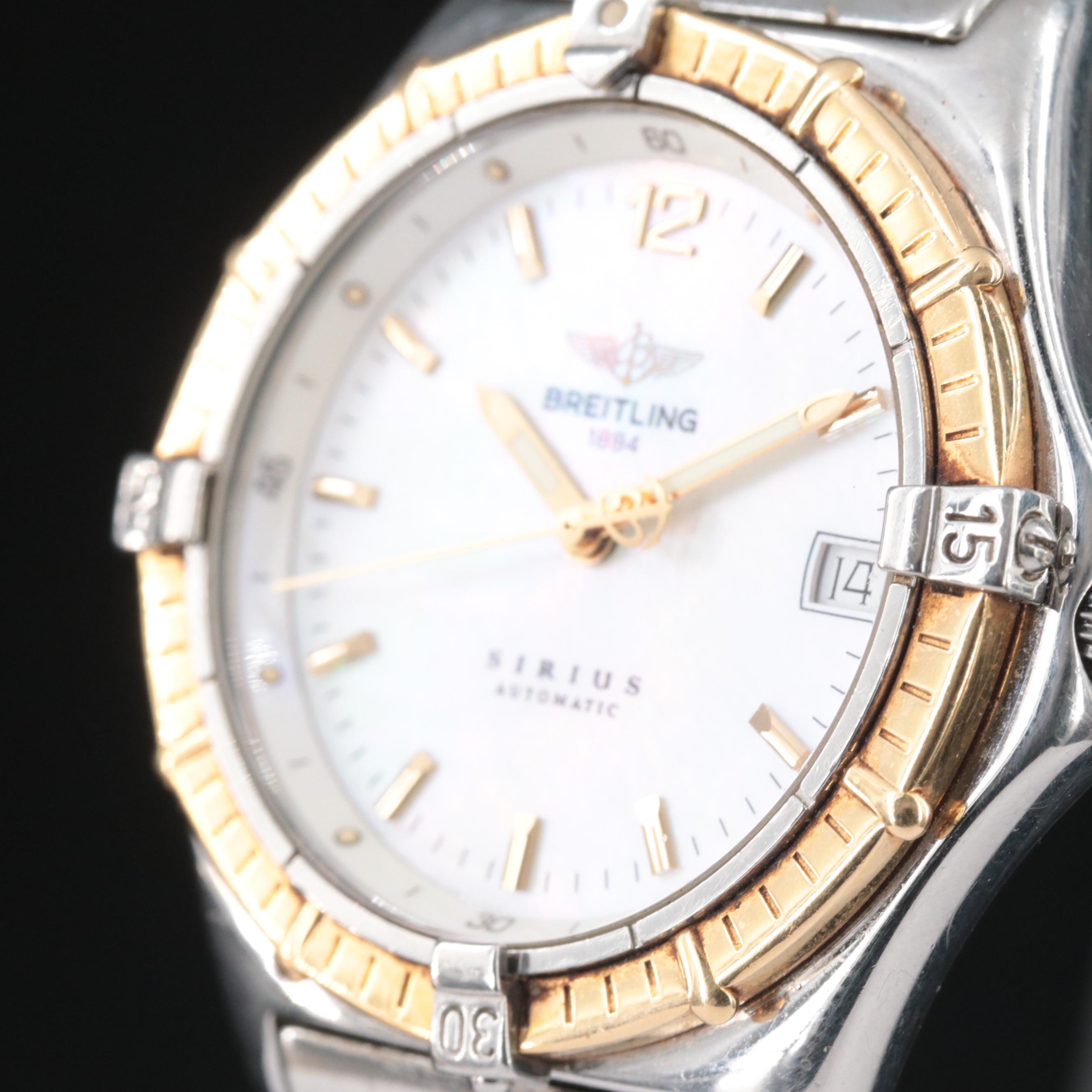 Stainless Steel and 18K Breitling Sirius Mother-of-Pearl Dial Watch