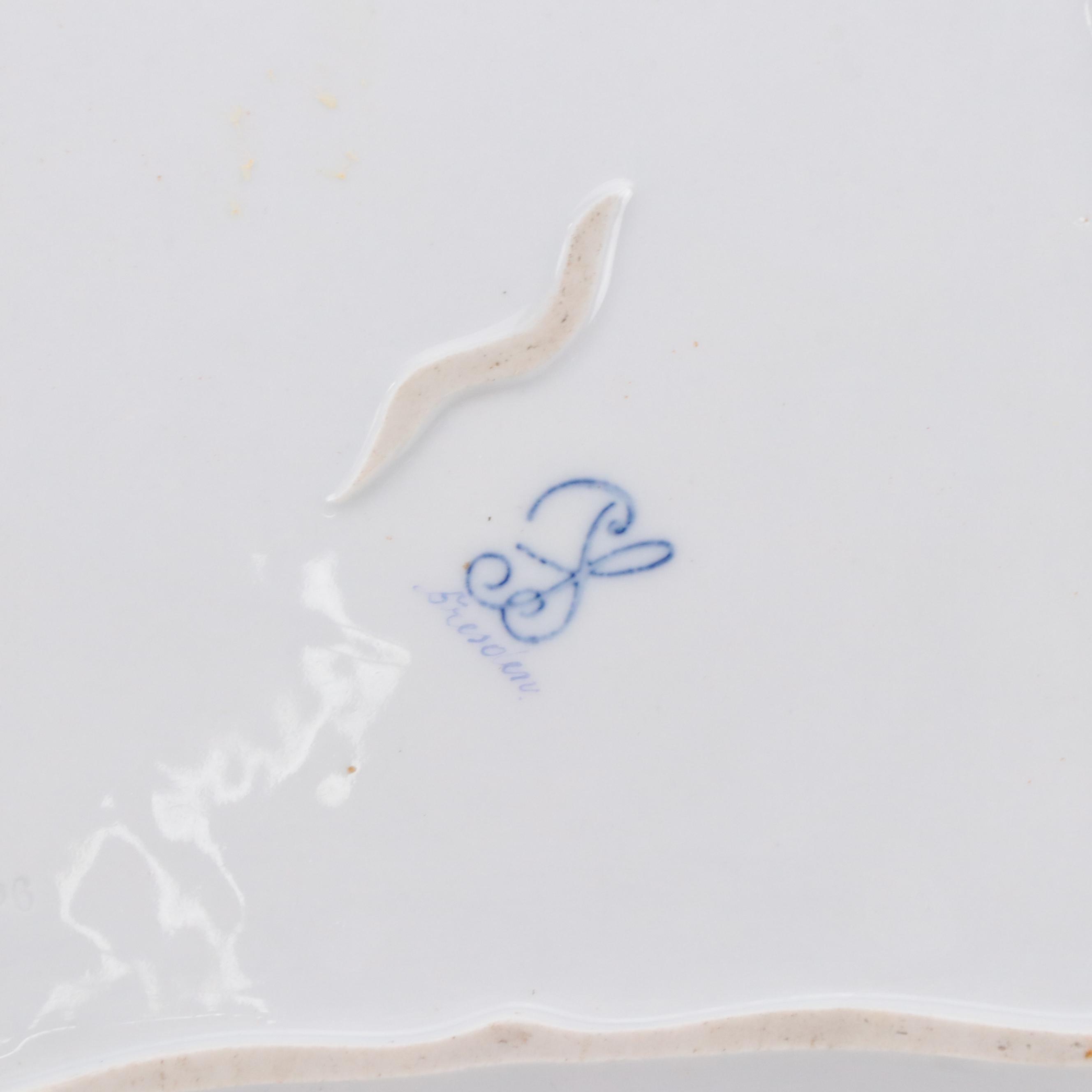 Carl Thieme Marie Antoinette Moniker Square Dish with Other Table Accessories