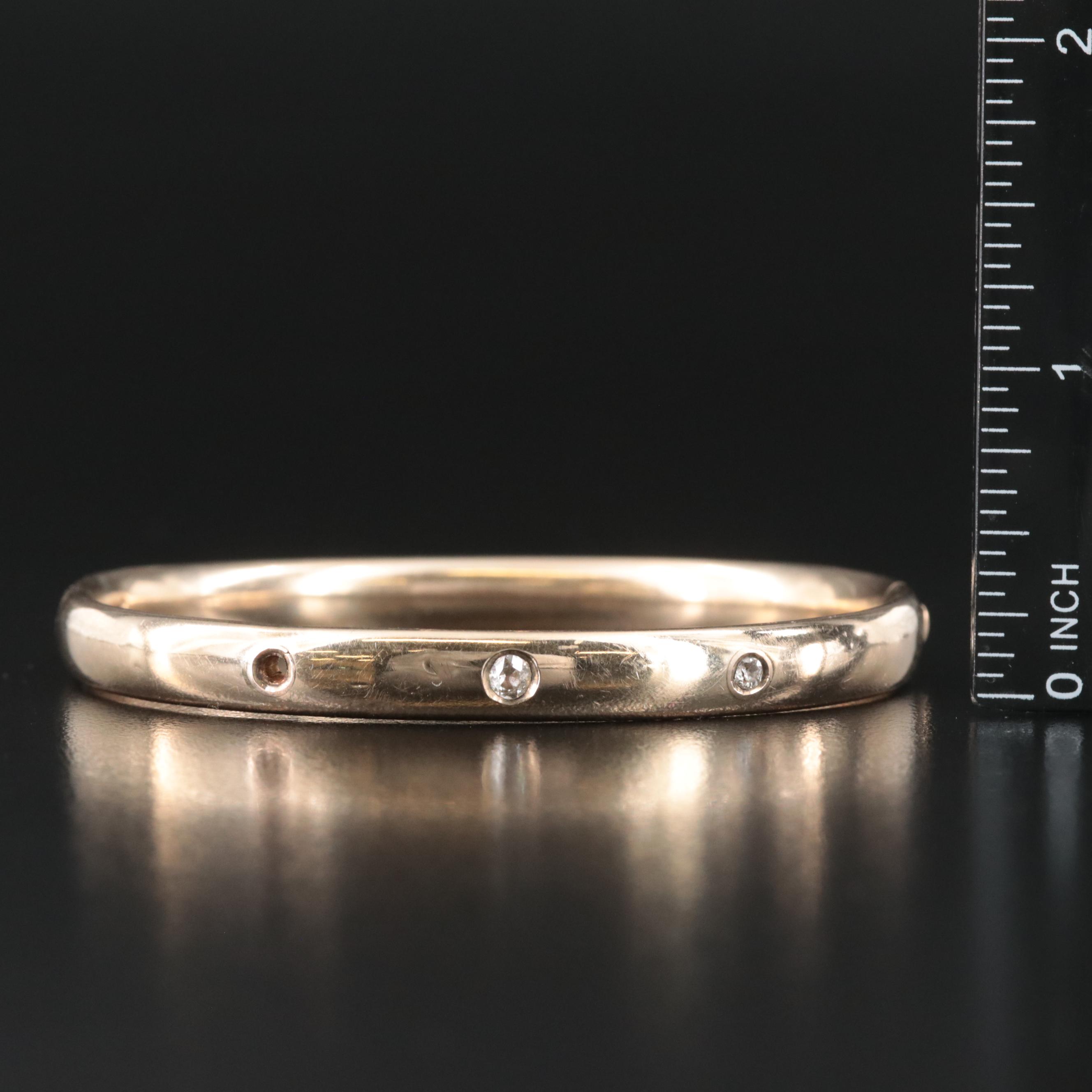 Vintage 10K 0.28 CTW Diamond Hinged Bangle