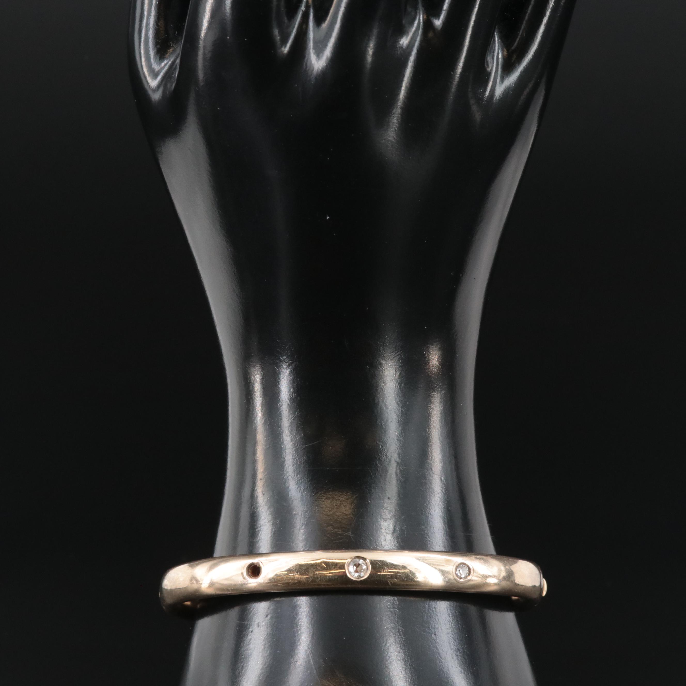 Vintage 10K 0.28 CTW Diamond Hinged Bangle