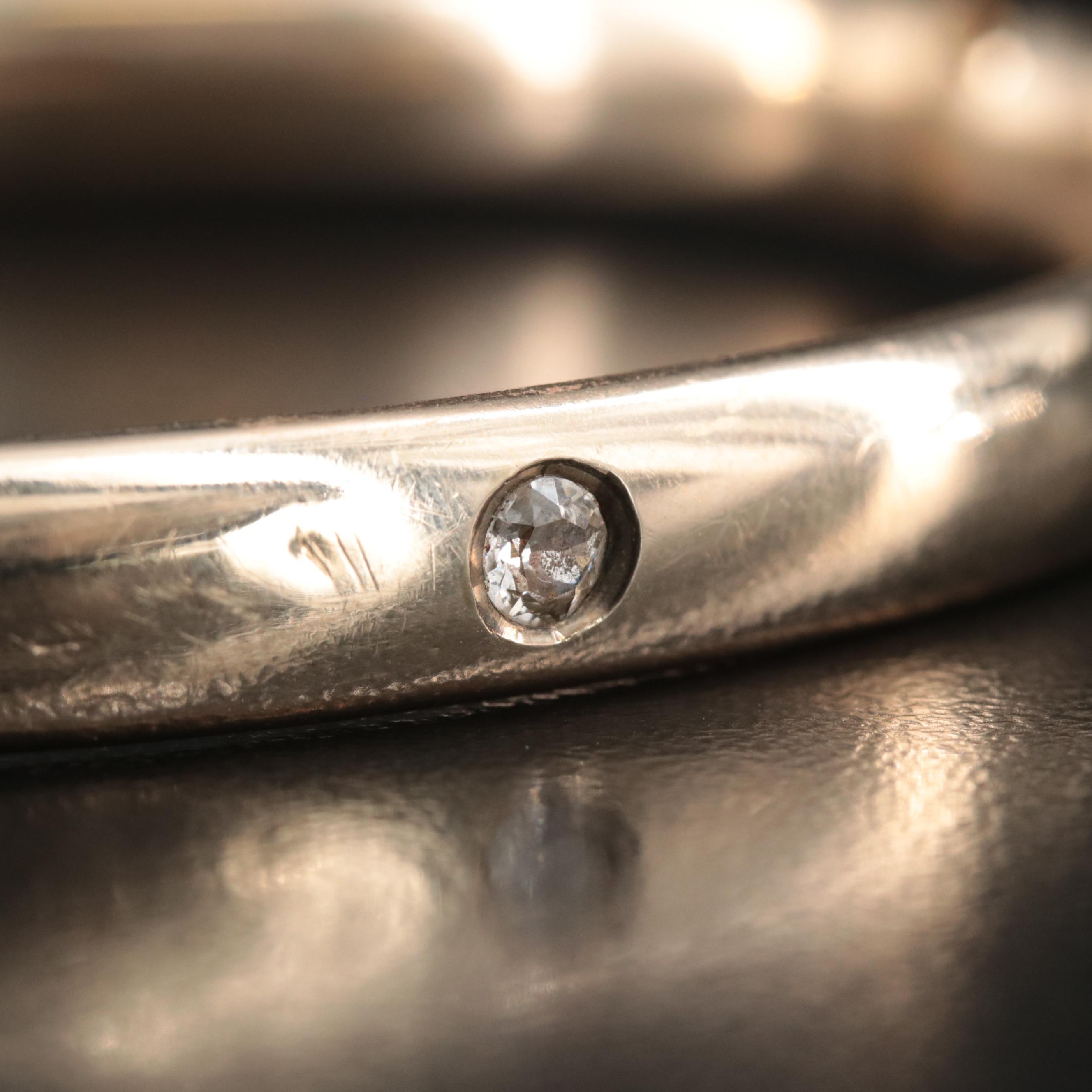 Vintage 10K 0.28 CTW Diamond Hinged Bangle