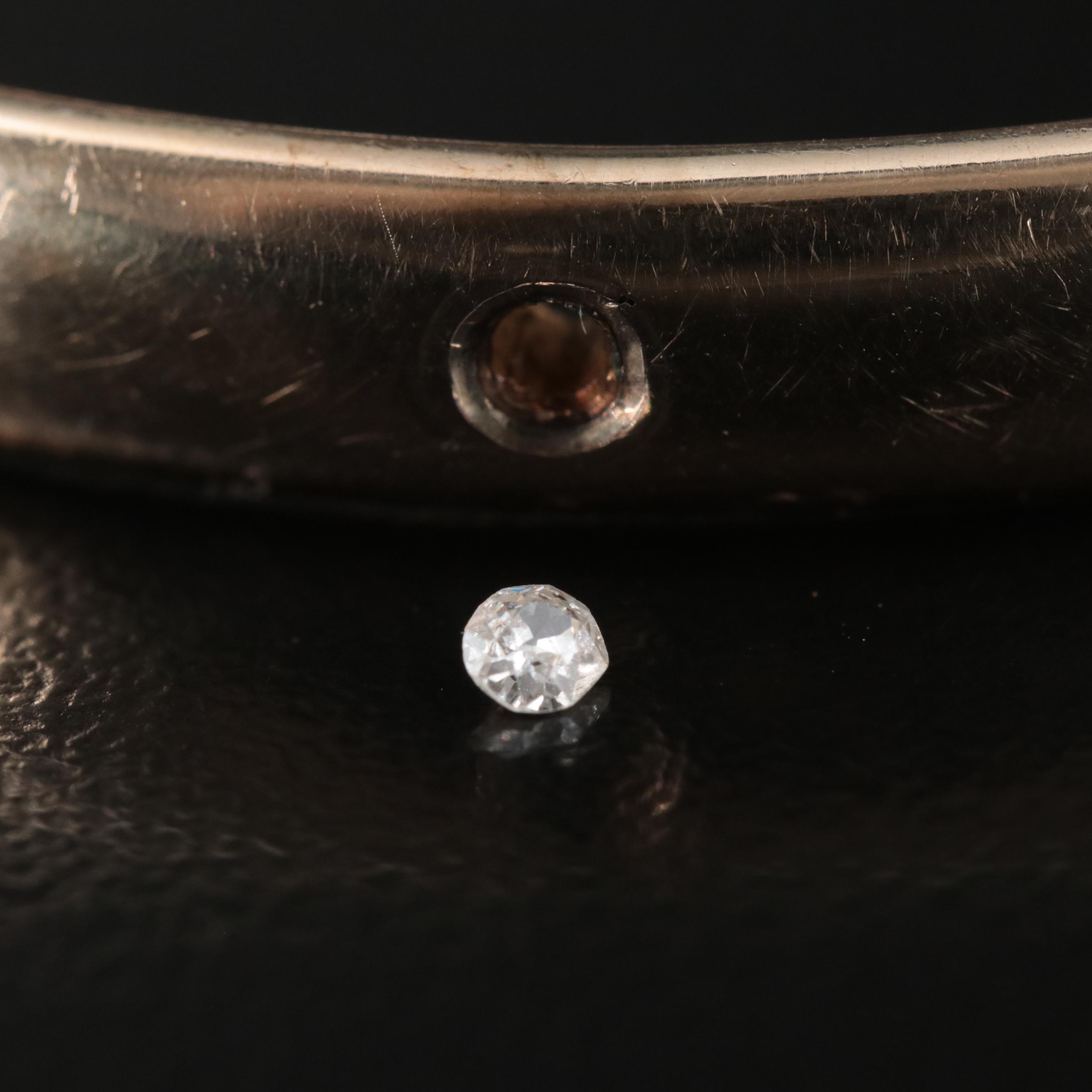 Vintage 10K 0.28 CTW Diamond Hinged Bangle