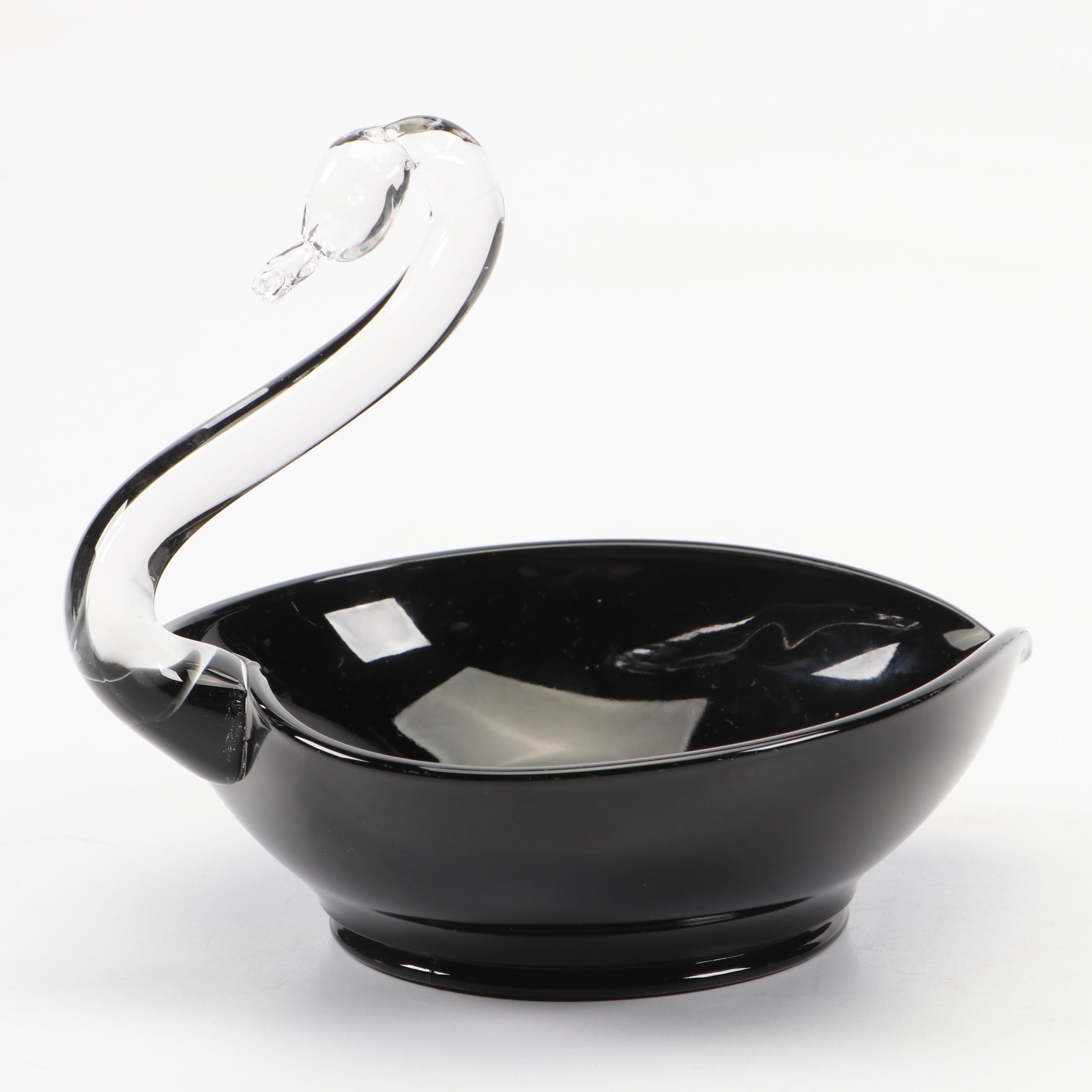 Mitchell's Glass Swan Bowl with Two's Company Inc. Bud Vases