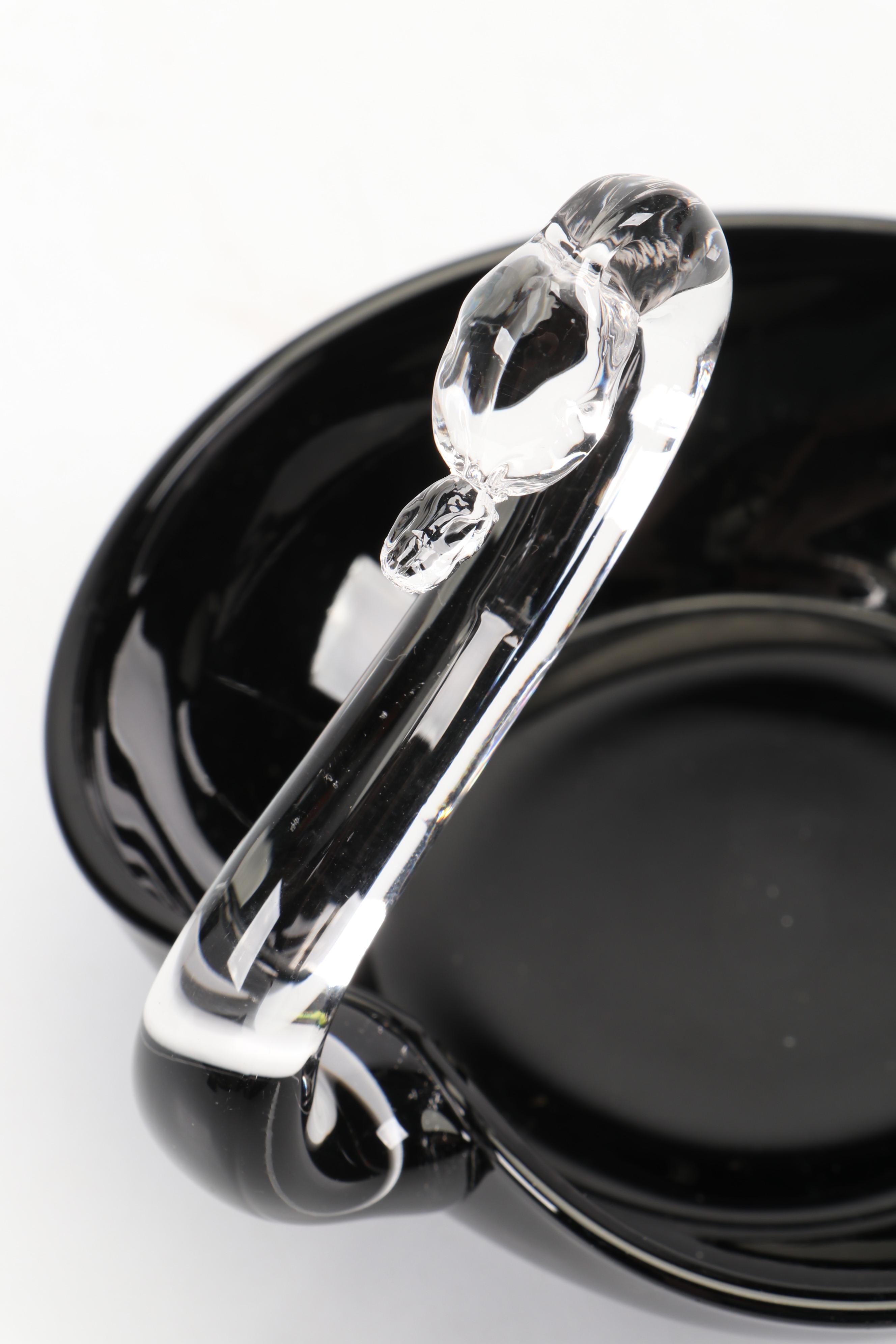 Mitchell's Glass Swan Bowl with Two's Company Inc. Bud Vases