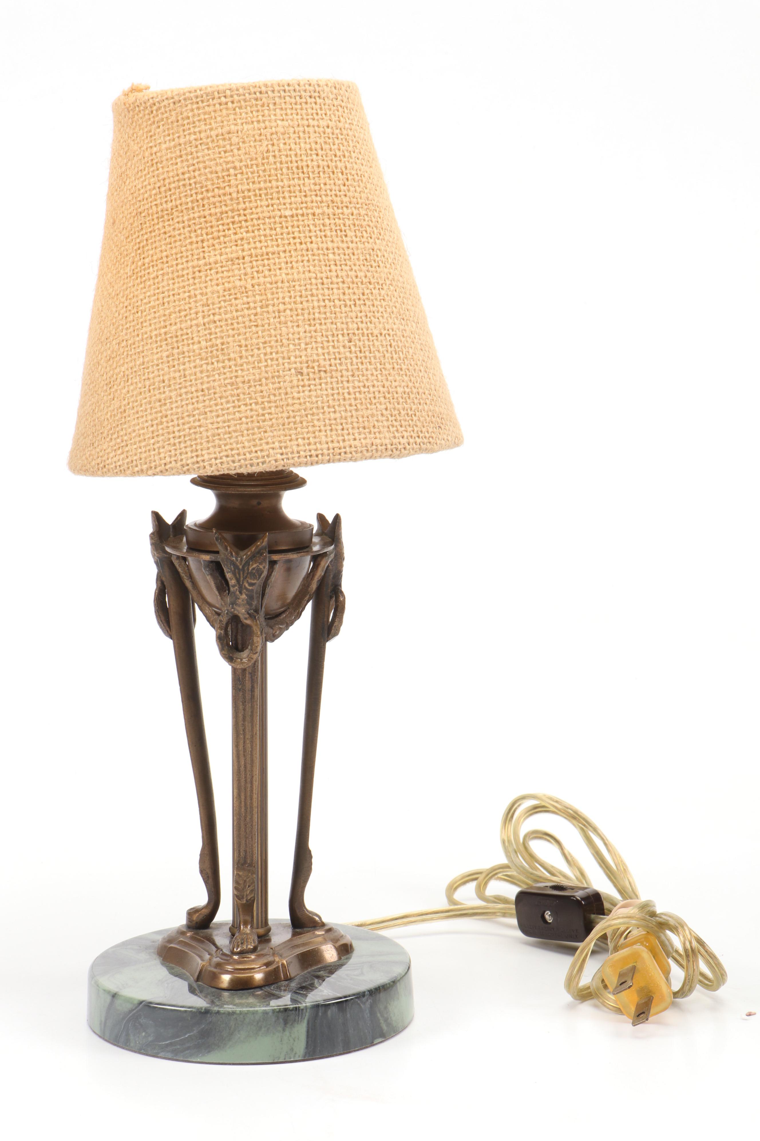 Claw Foot Stone and Brass Candelabra With Table Lamp, Candle Wall Sconces