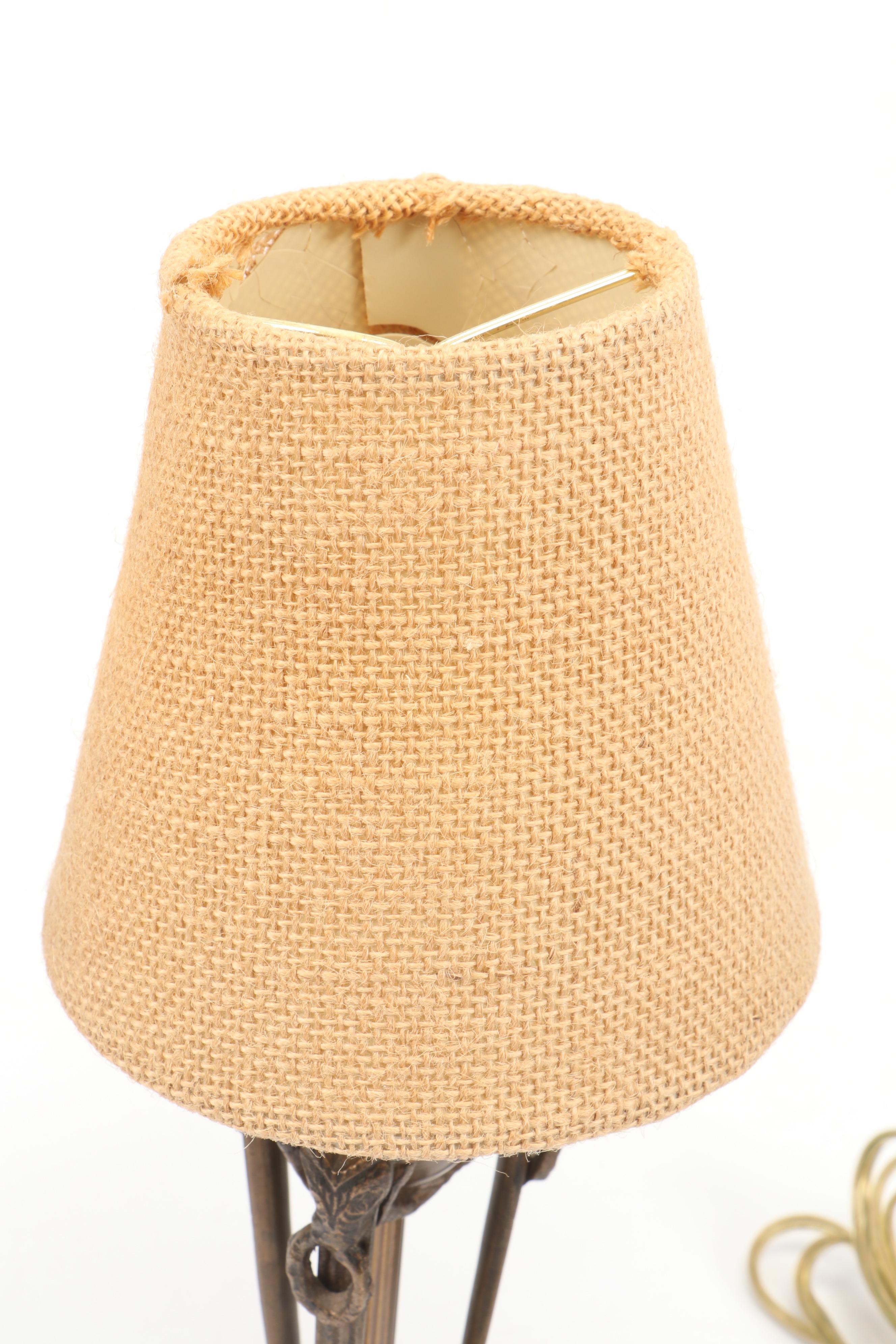 Claw Foot Stone and Brass Candelabra With Table Lamp, Candle Wall Sconces