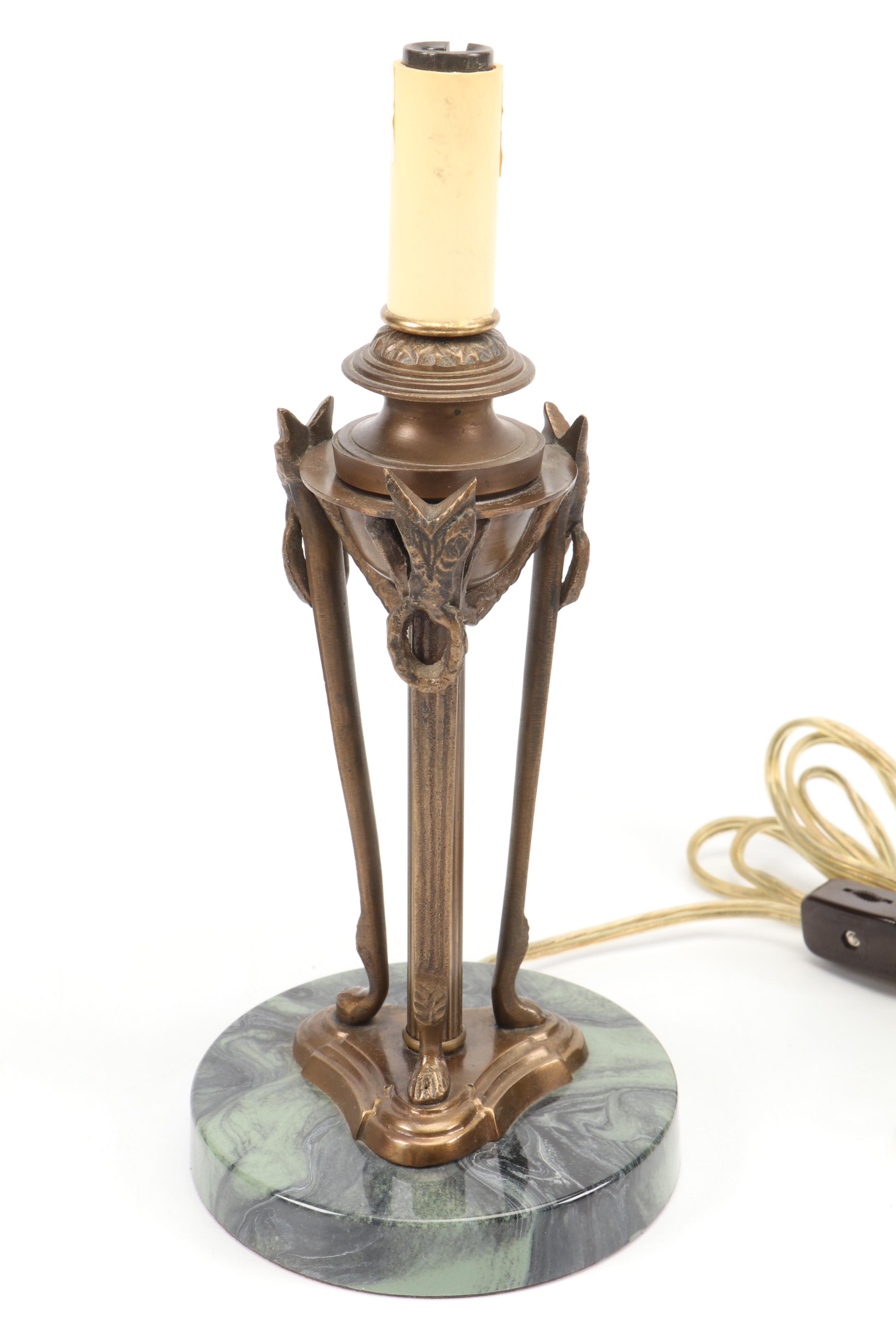 Claw Foot Stone and Brass Candelabra With Table Lamp, Candle Wall Sconces