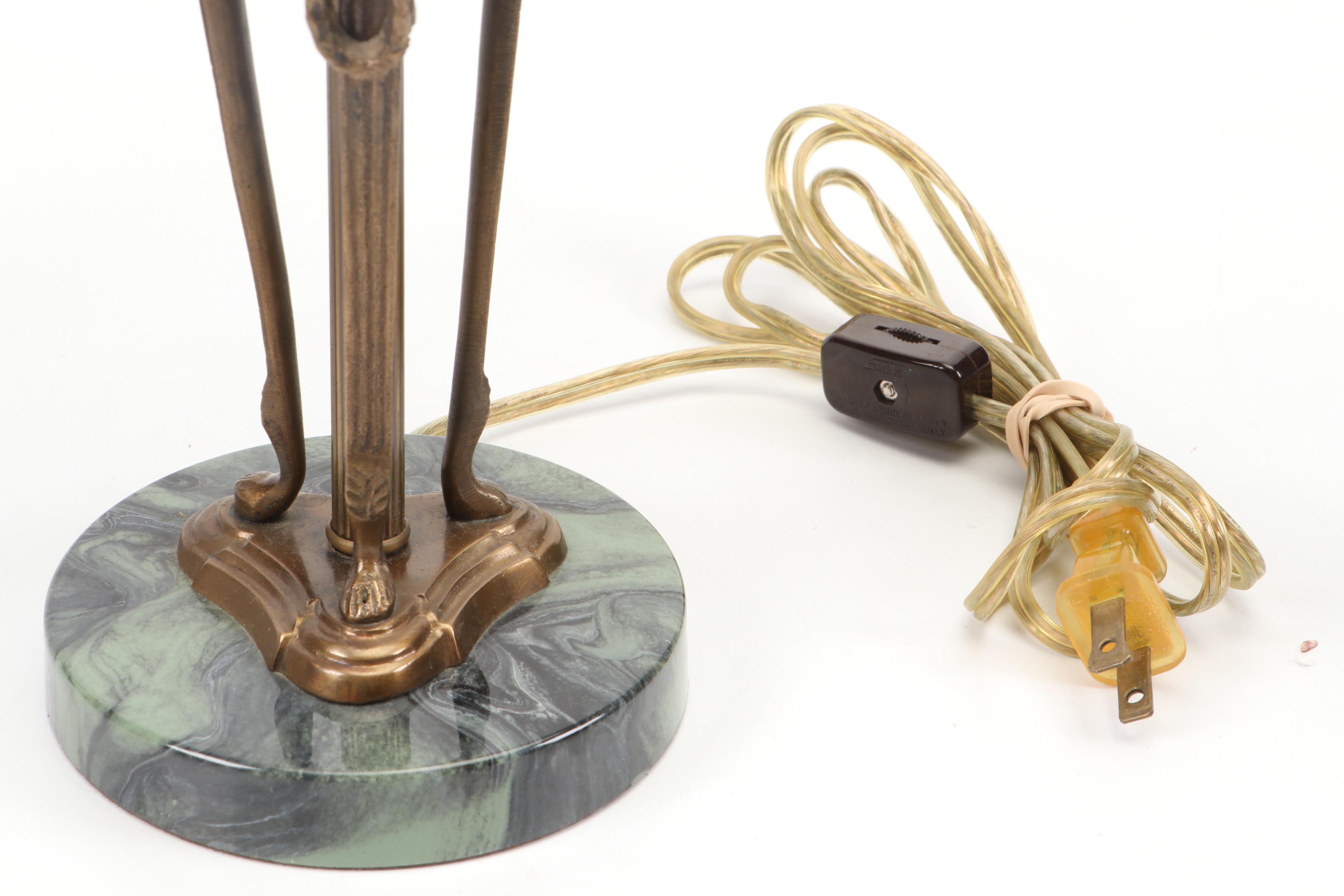 Claw Foot Stone and Brass Candelabra With Table Lamp, Candle Wall Sconces