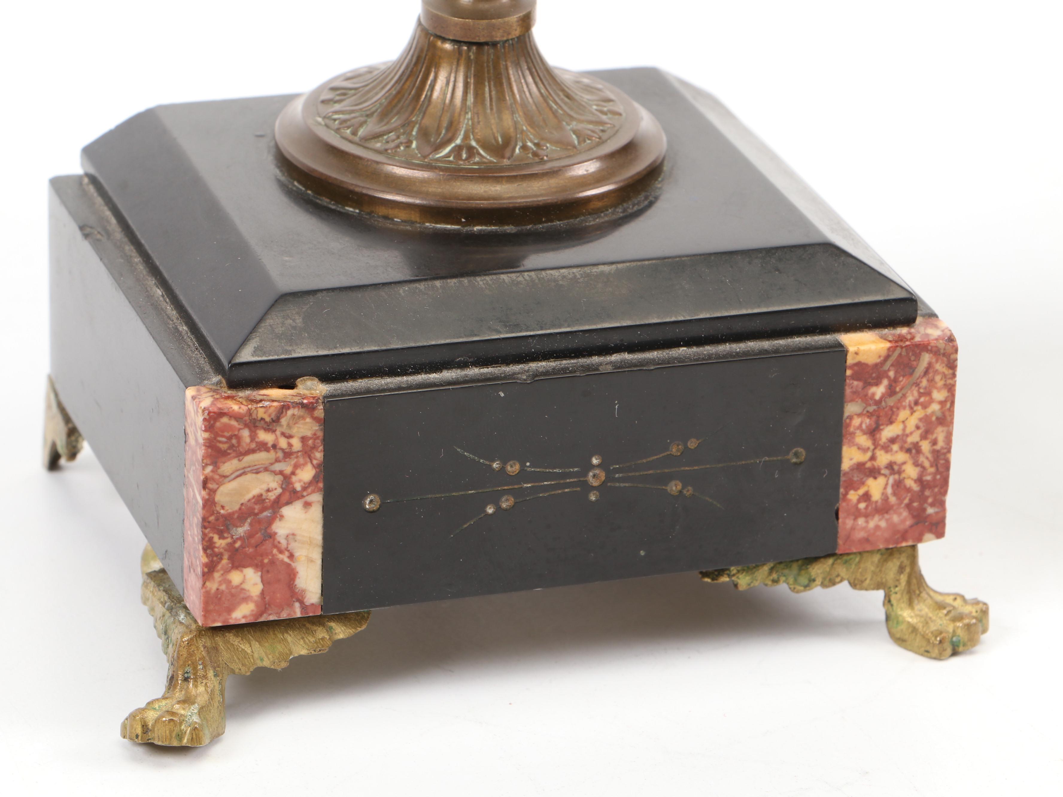 Claw Foot Stone and Brass Candelabra With Table Lamp, Candle Wall Sconces