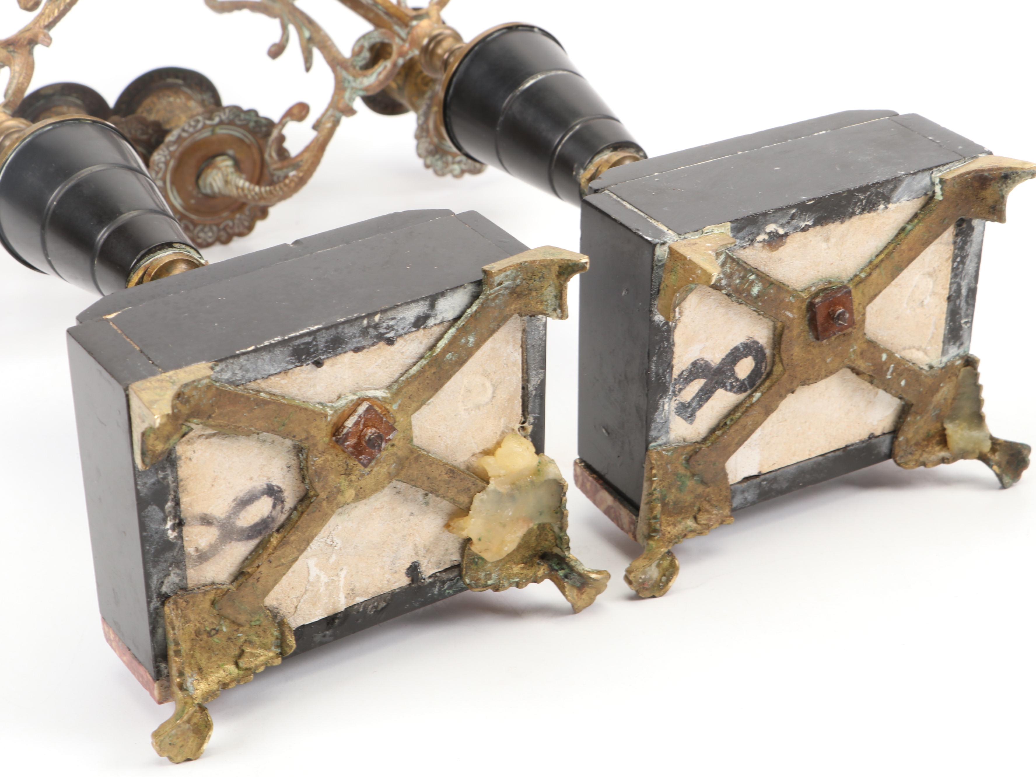 Claw Foot Stone and Brass Candelabra With Table Lamp, Candle Wall Sconces