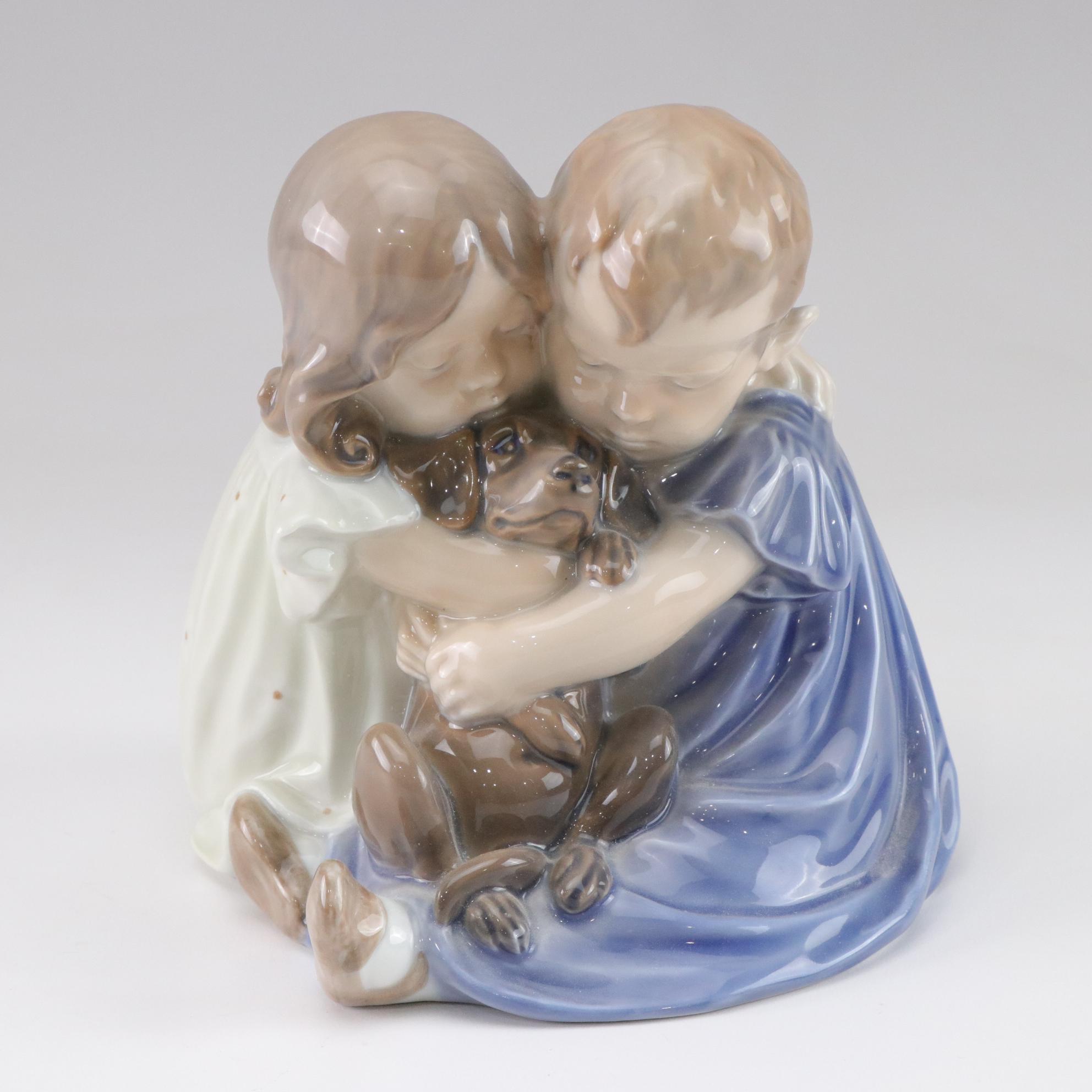 Royal Copenhagen "Children with Dog" Porcelain Figurine, 1970s