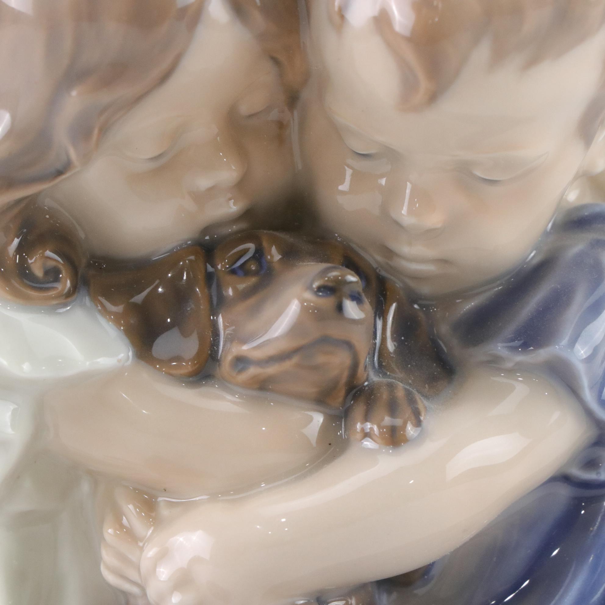 Royal Copenhagen "Children with Dog" Porcelain Figurine, 1970s