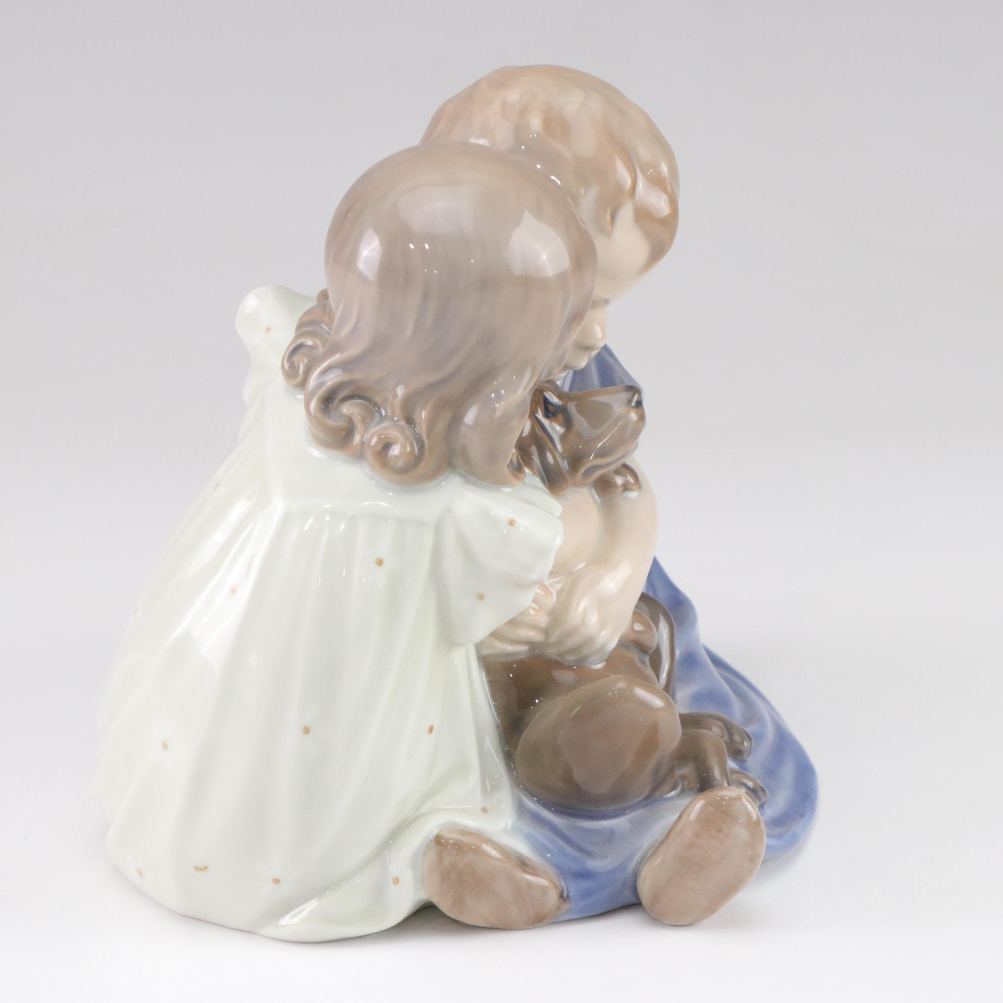 Royal Copenhagen "Children with Dog" Porcelain Figurine, 1970s