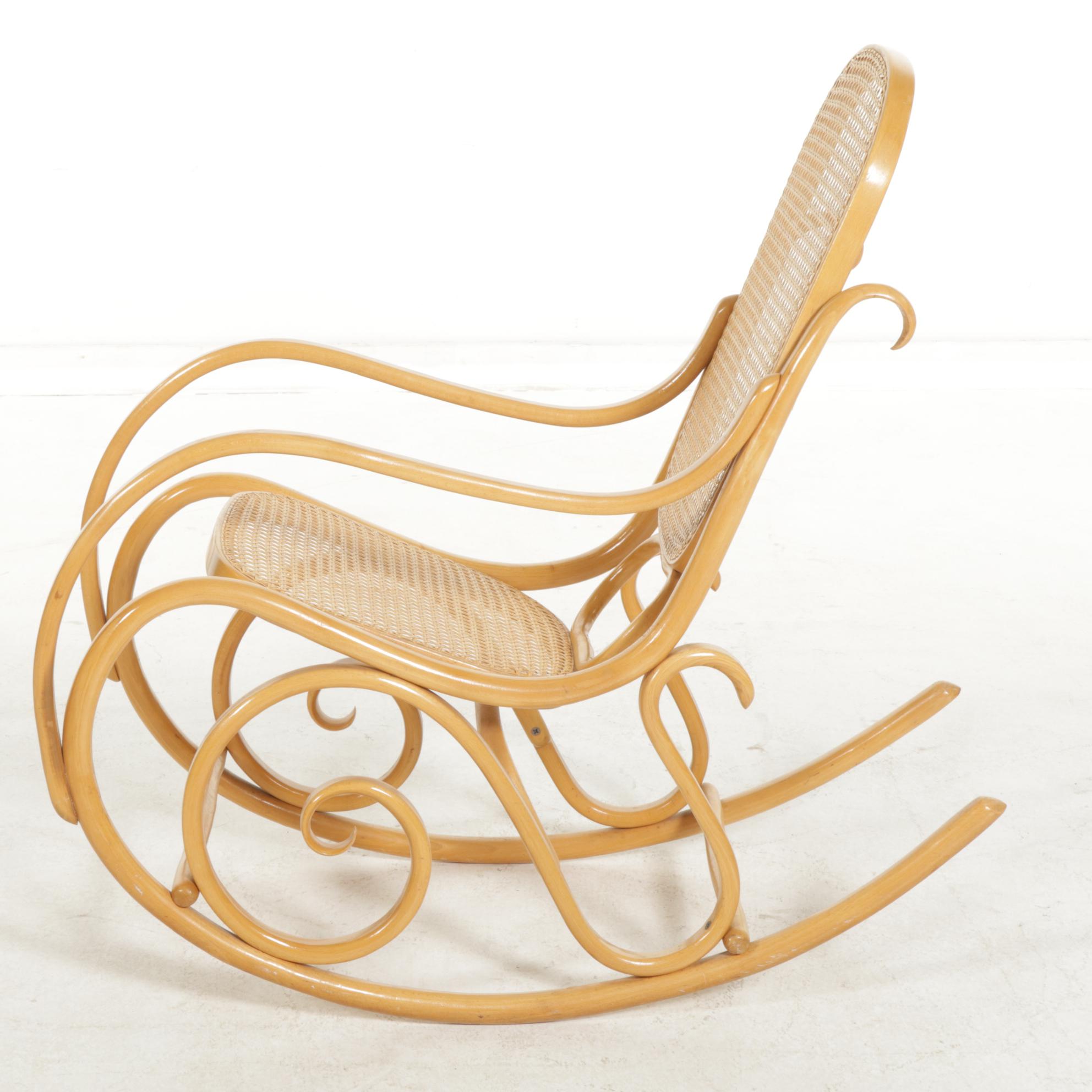 Thonet Bentwood Rocking Chair with Woven Cane Upholstery