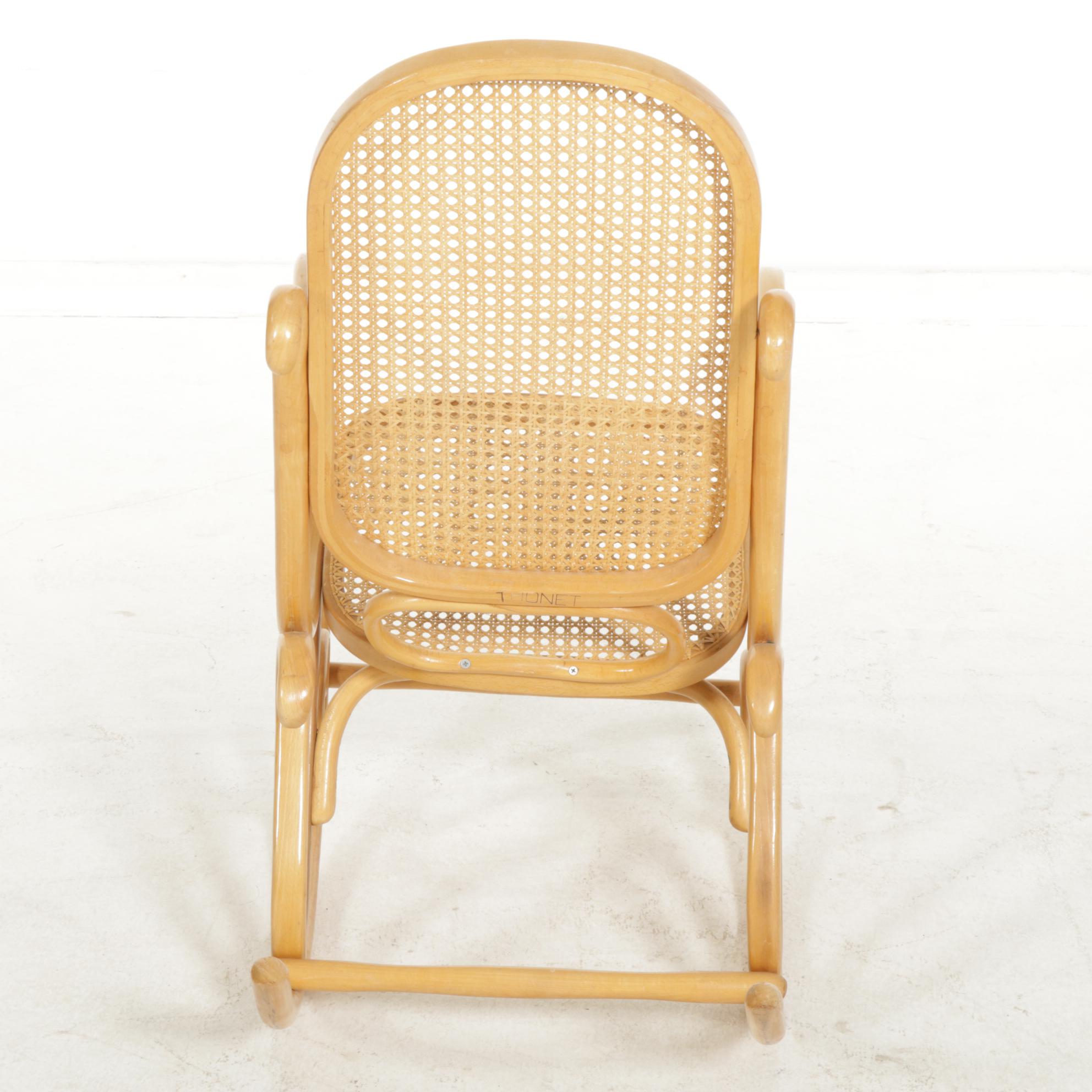 Thonet Bentwood Rocking Chair with Woven Cane Upholstery