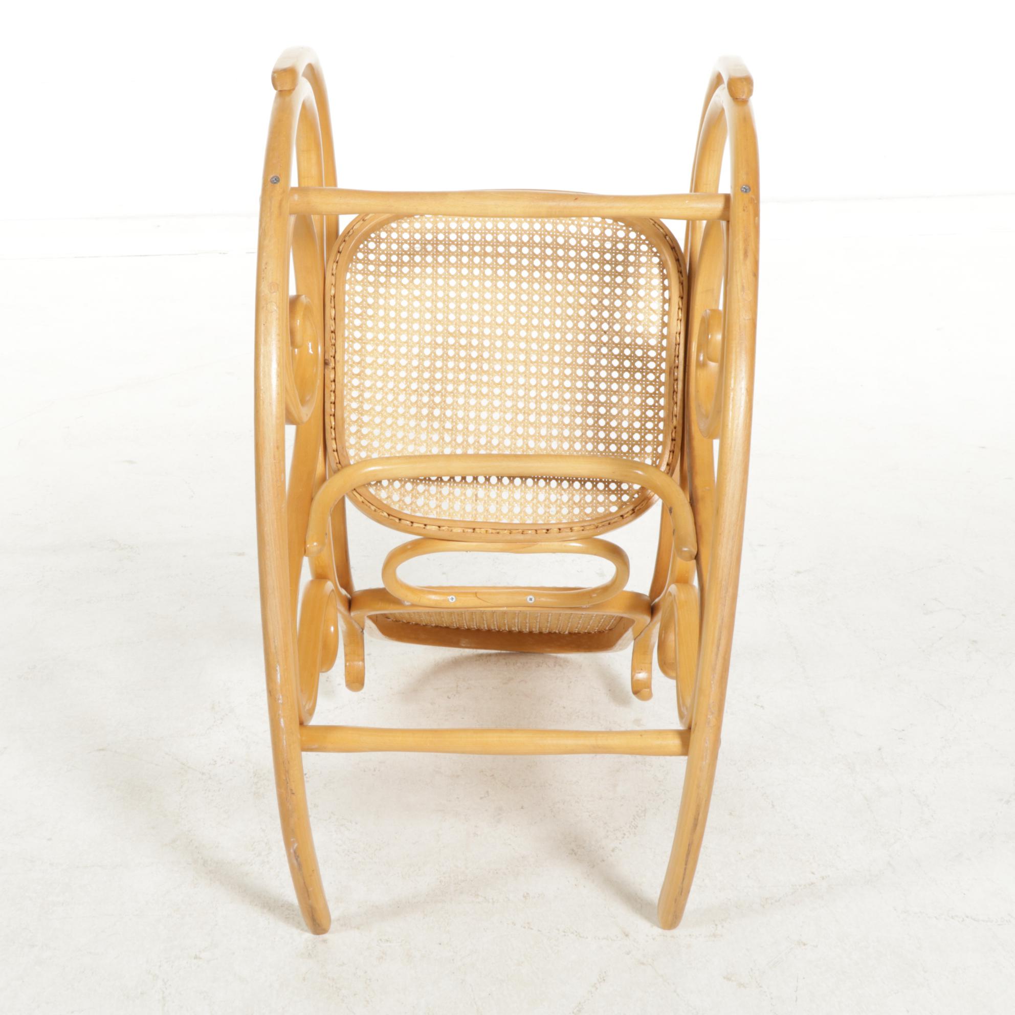 Thonet Bentwood Rocking Chair with Woven Cane Upholstery