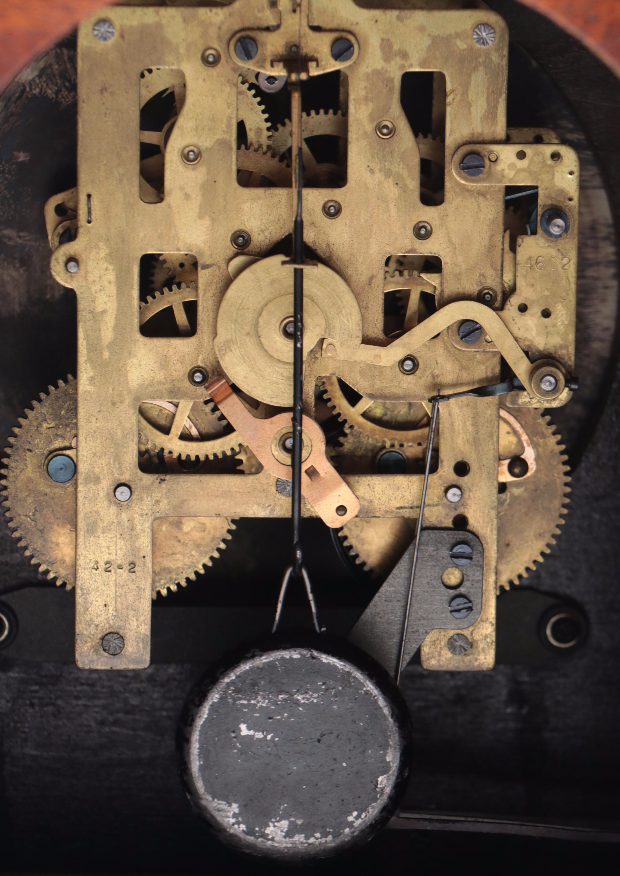 Seth Thomas Wooden 8-Day Tambour Mantel Clock, Mid-20th Century