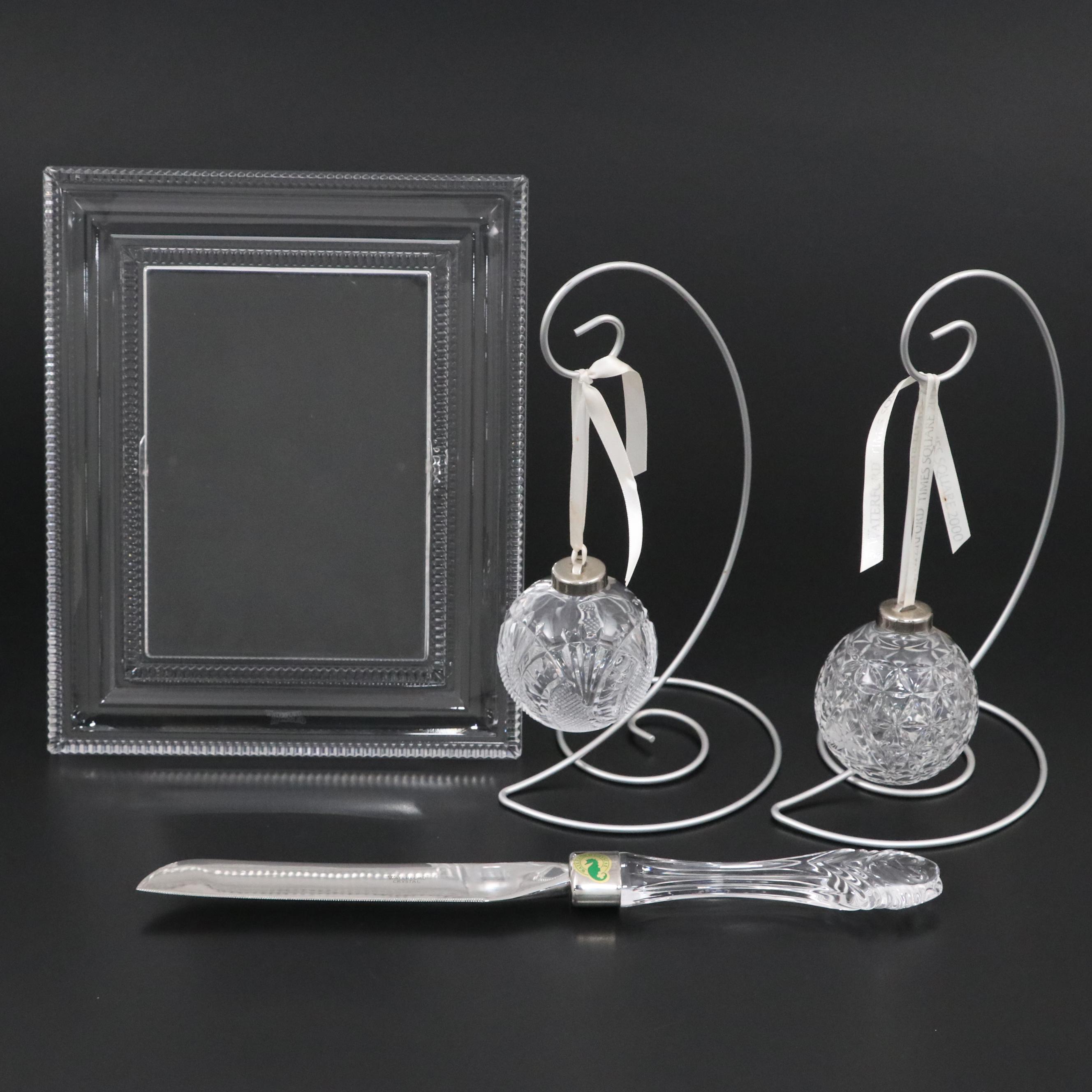 Waterford Crystal Ornaments, Frame, and Cake Knife