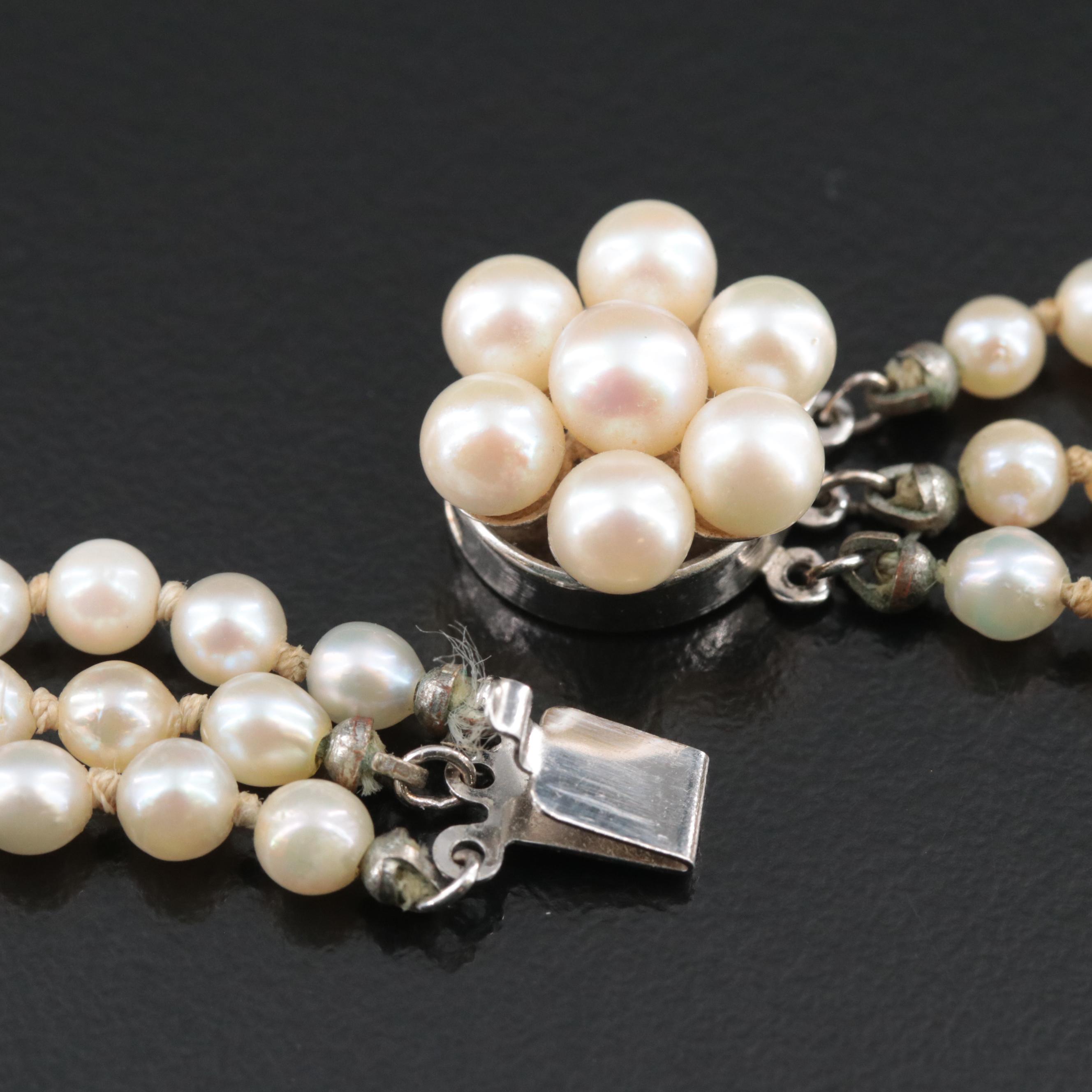 Triple-Strand Graduated Pearl Necklace with 14K Clasp