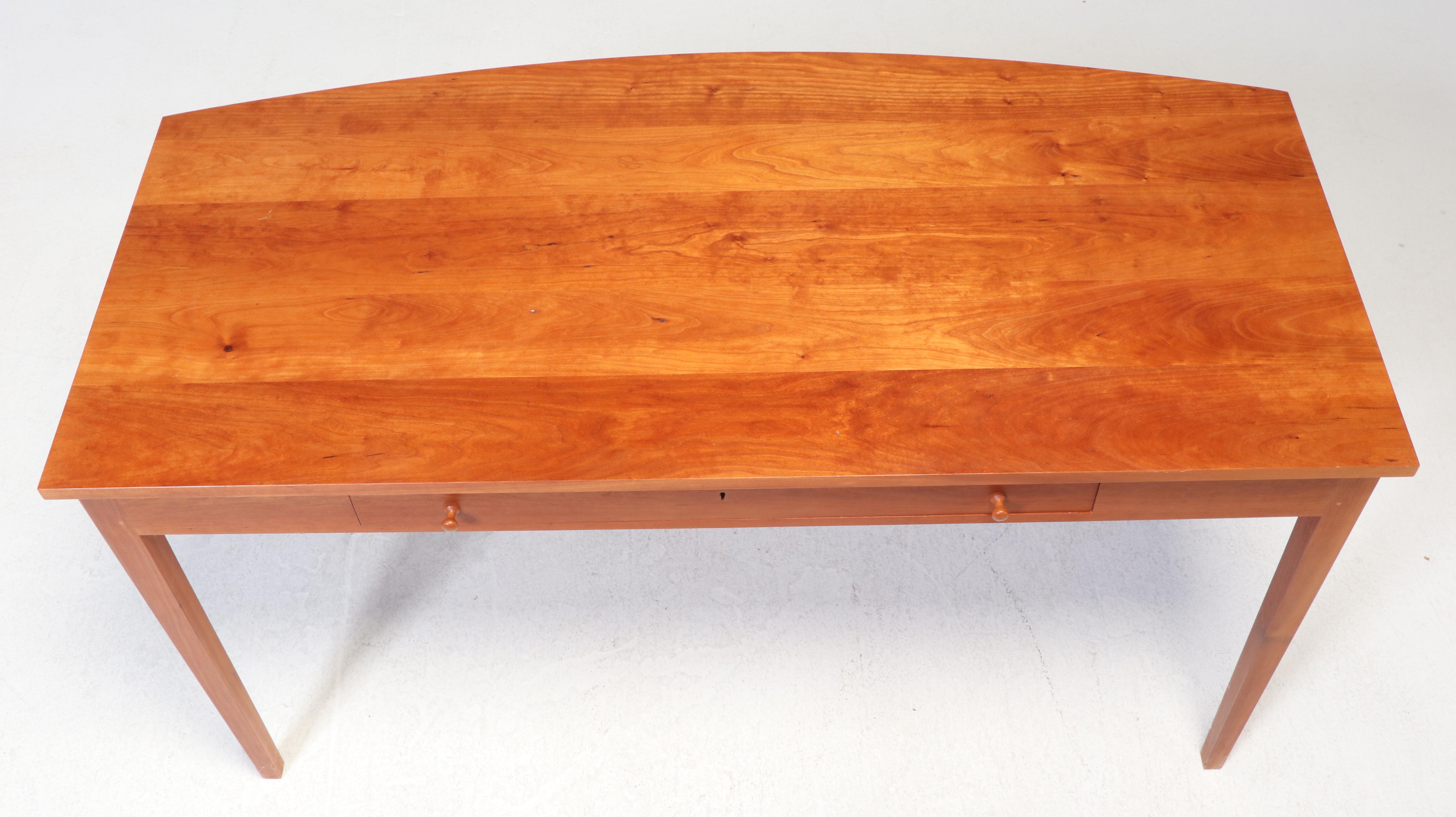 Thos. Moser Cabinetmakers Cherrywood Bench-Made "Bowfront Glove" Writing Table