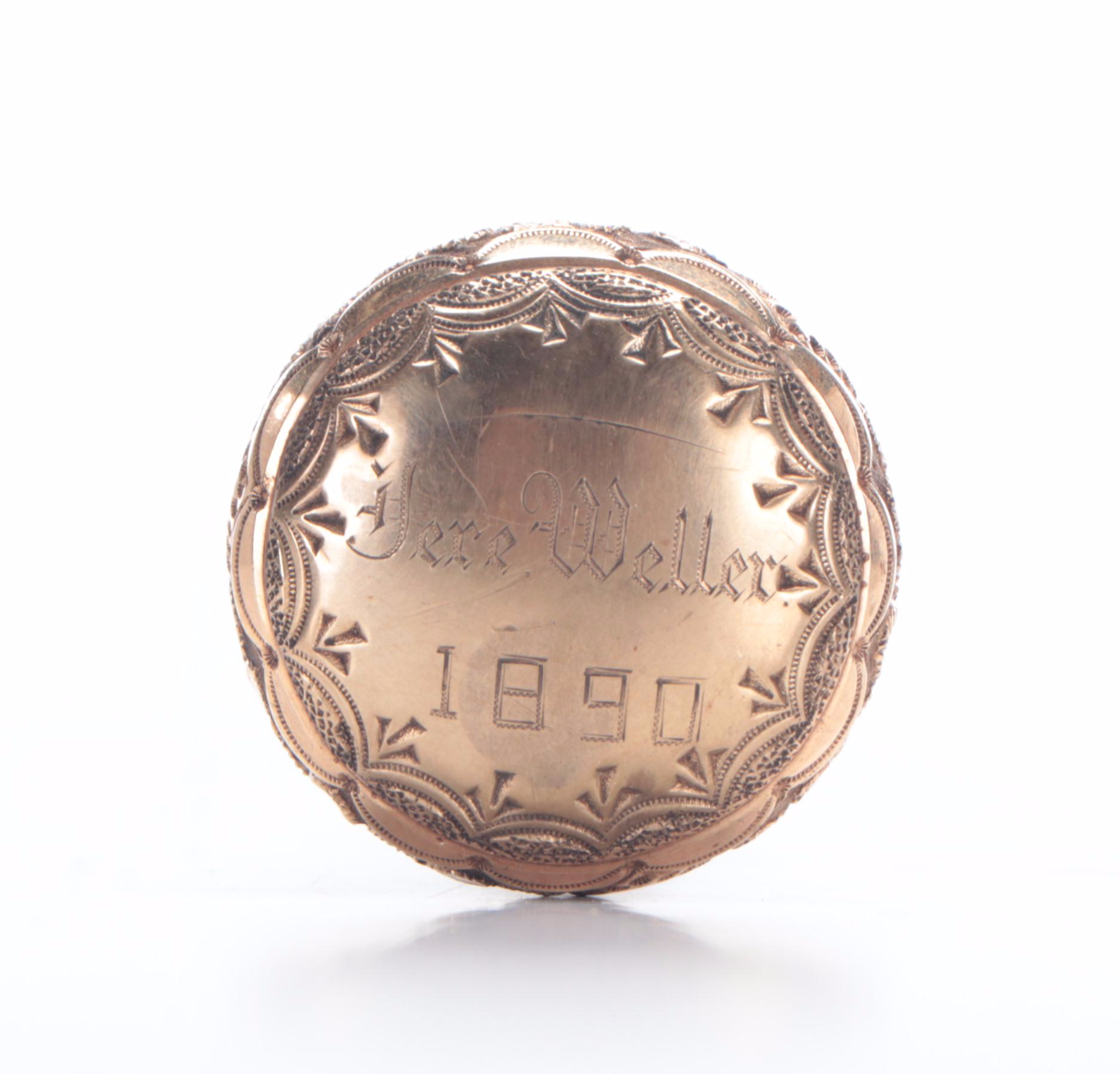 Victorian Walking Cane with 10K Embossed Gold Filled Cap, Late 19th C.