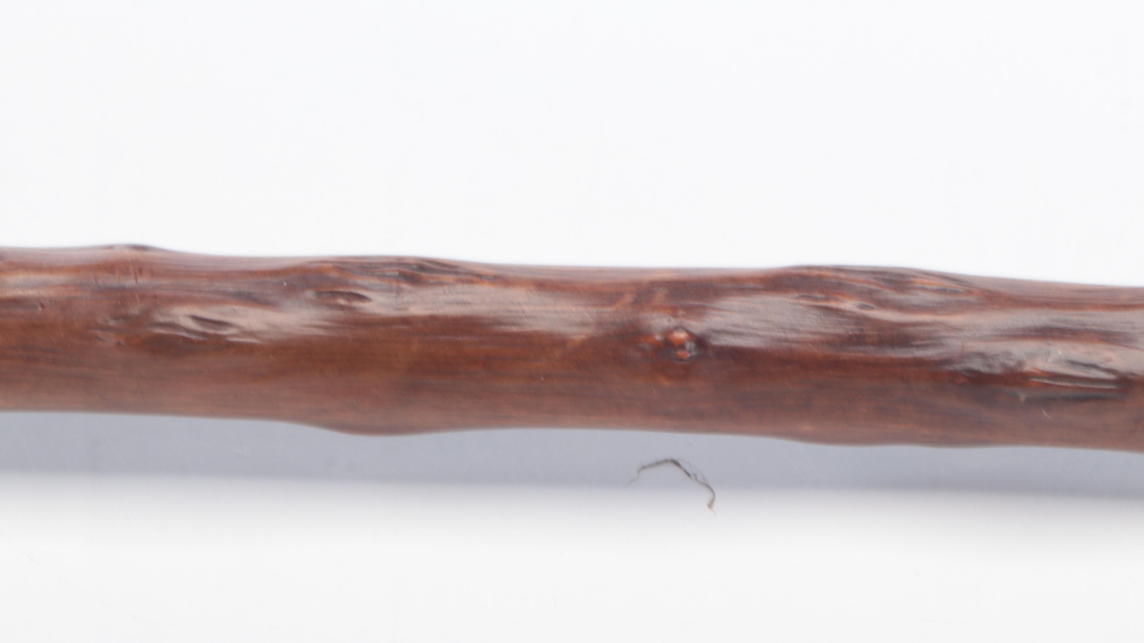 Sterling Silver Sculptural Snake Wrapped Antler Handled Walking Cane