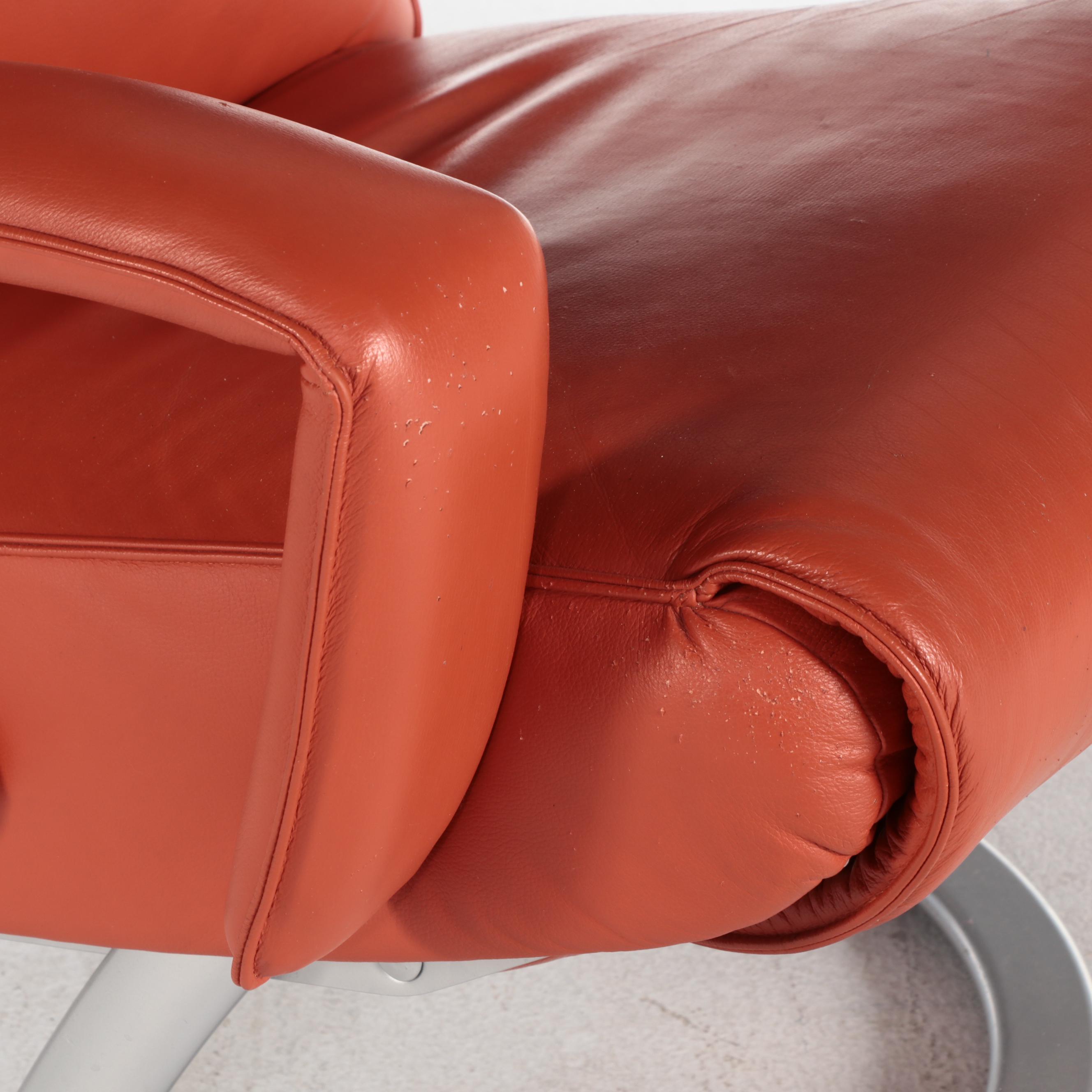 Lafer Modernist Style Leather Swivel Recliner