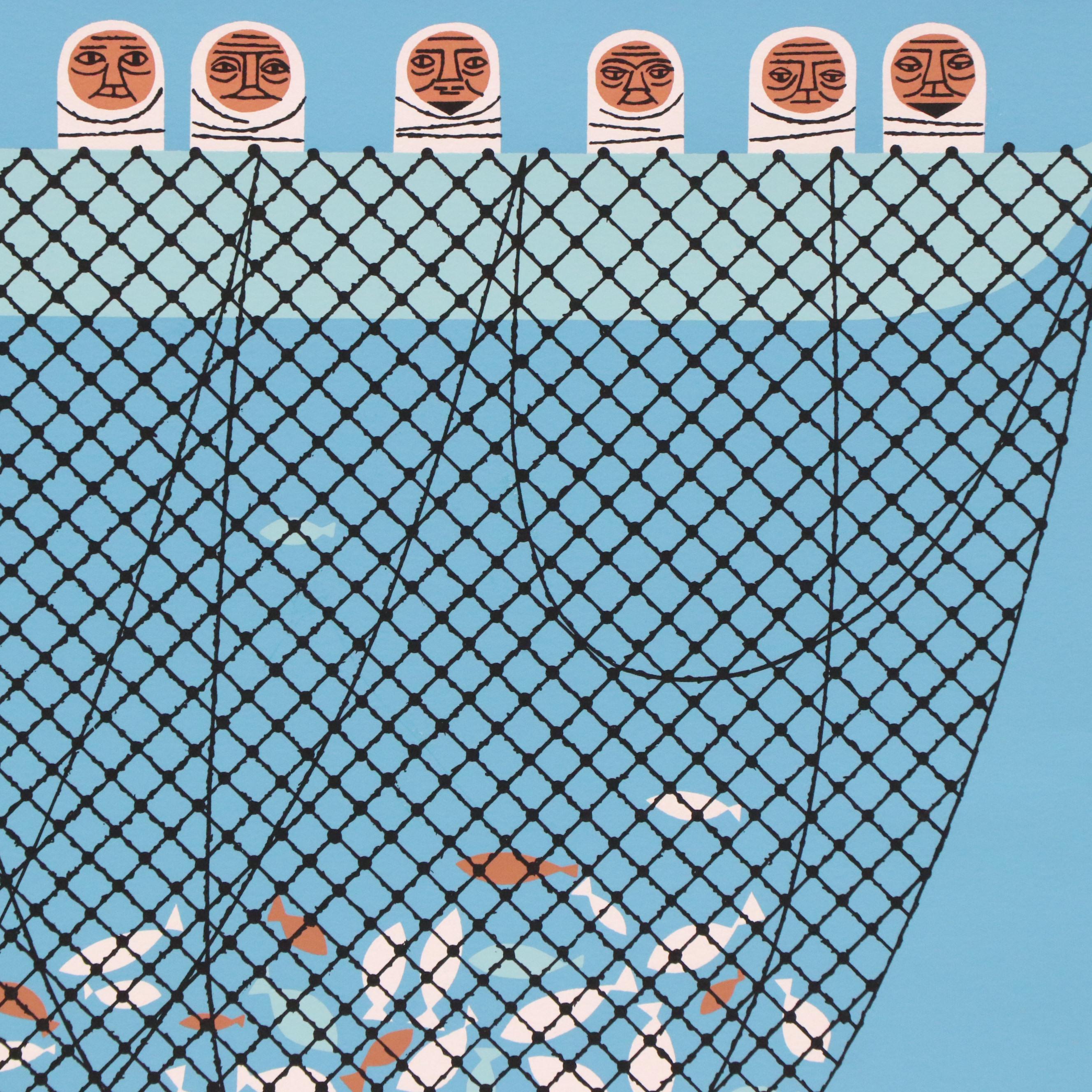 Edie Harper Serigraph "Net Prophet"