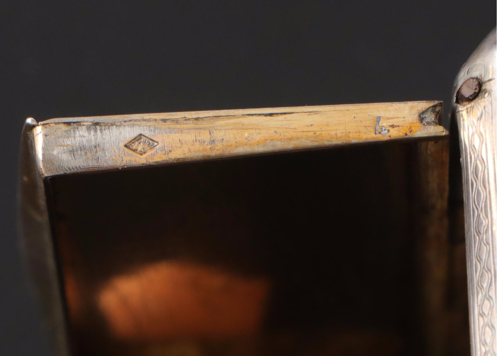 French Engraved 800 Silver Snuff Box, Late 19th C.