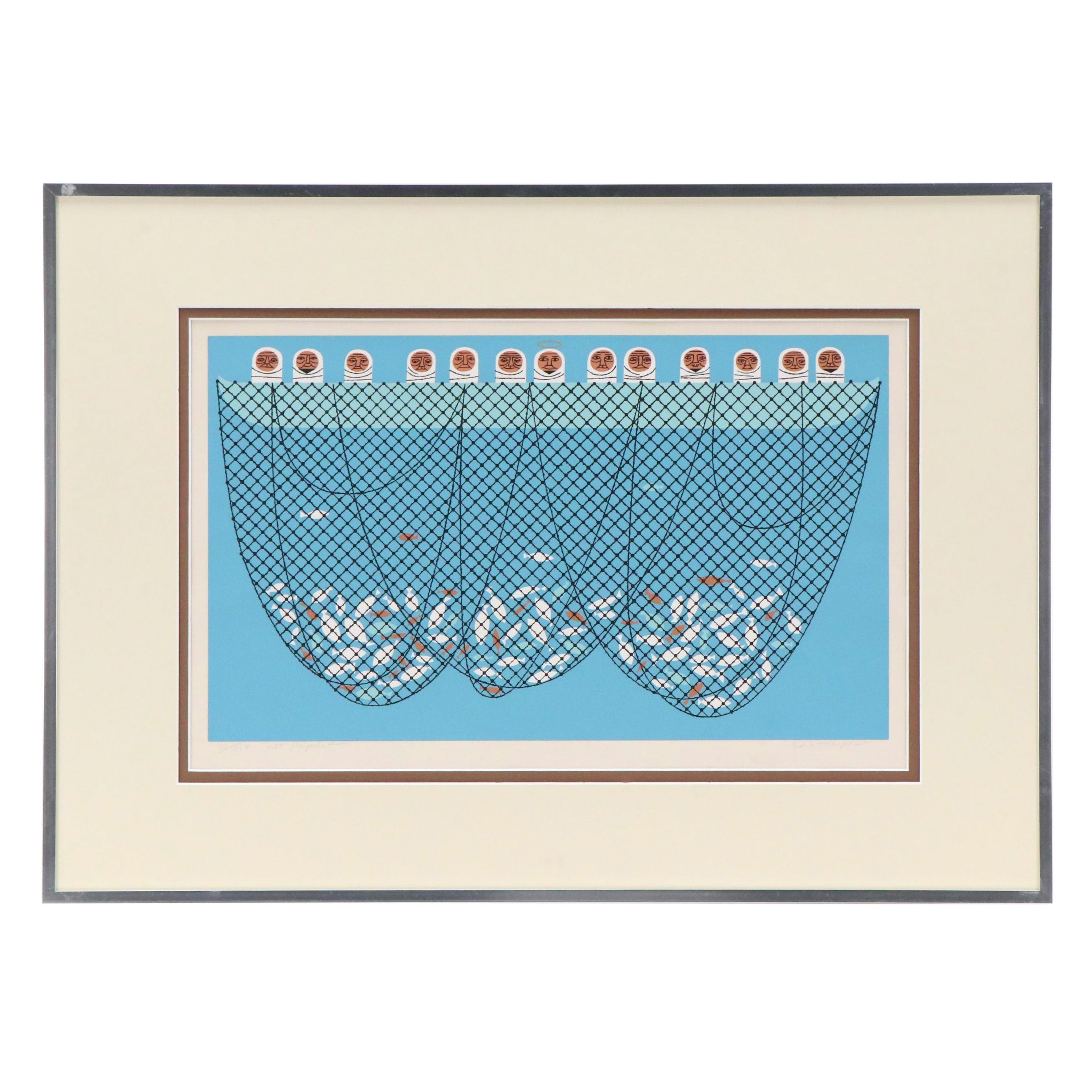 Edie Harper Serigraph "Net Prophet"