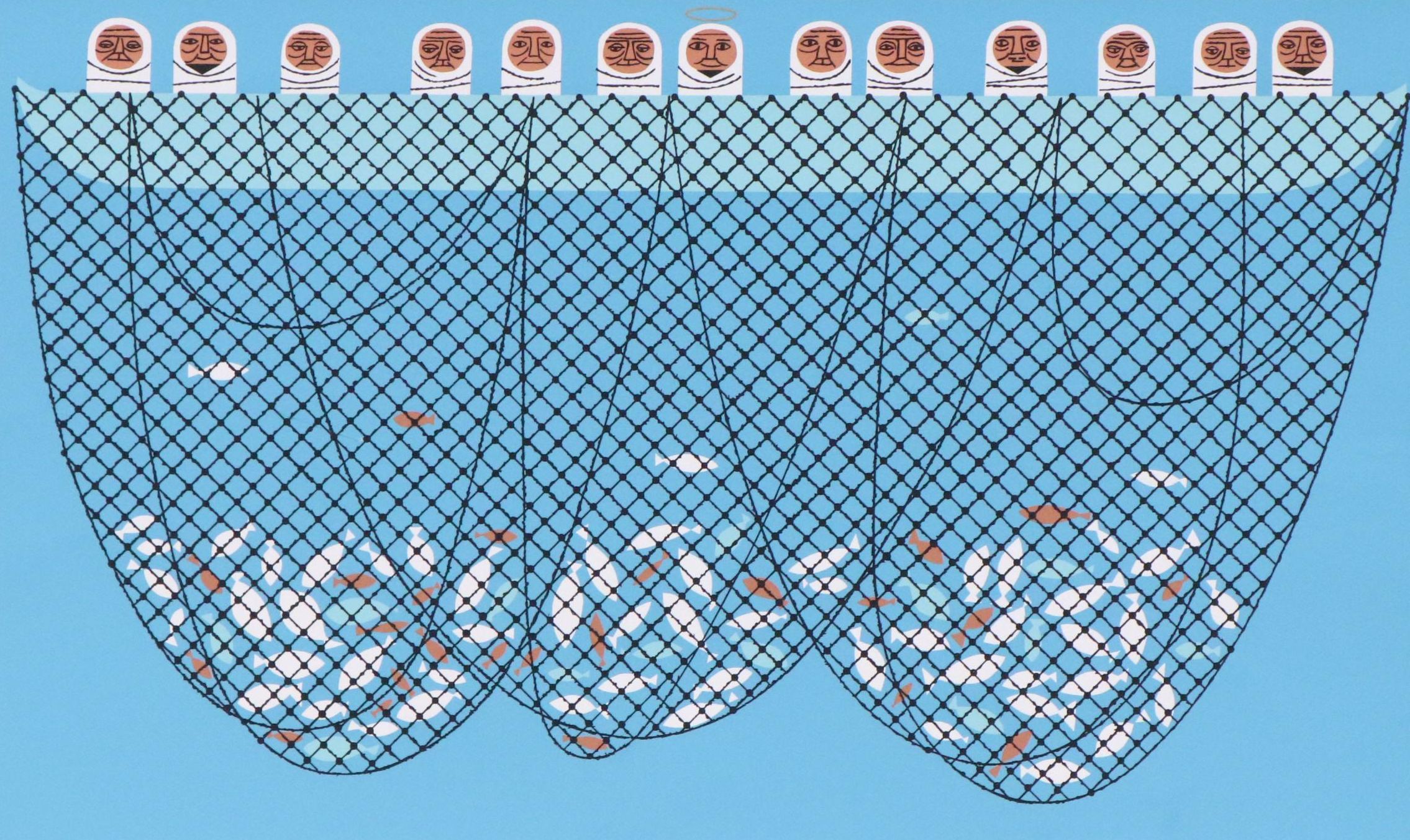 Edie Harper Serigraph "Net Prophet"