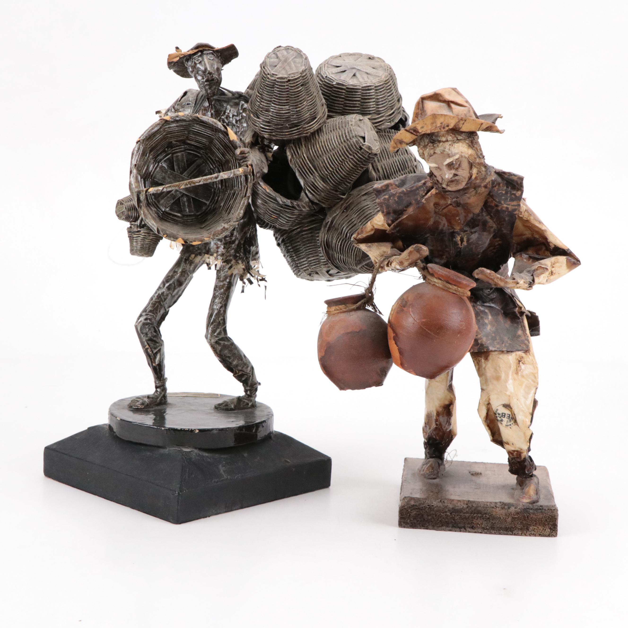 Miguel Gracia Martinez Folk Art Papier-Mâché Figurine with Other Figurine