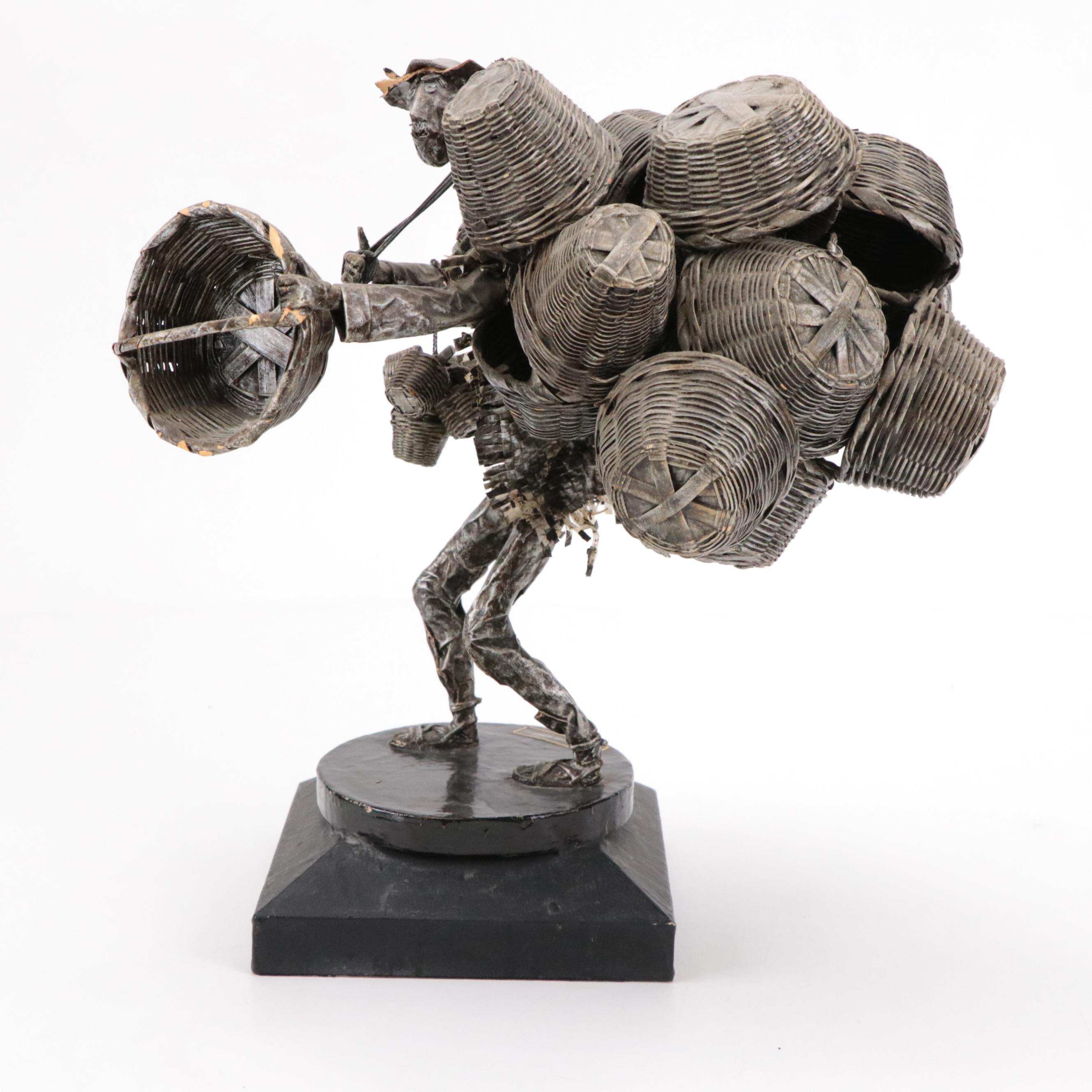 Miguel Gracia Martinez Folk Art Papier-Mâché Figurine with Other Figurine