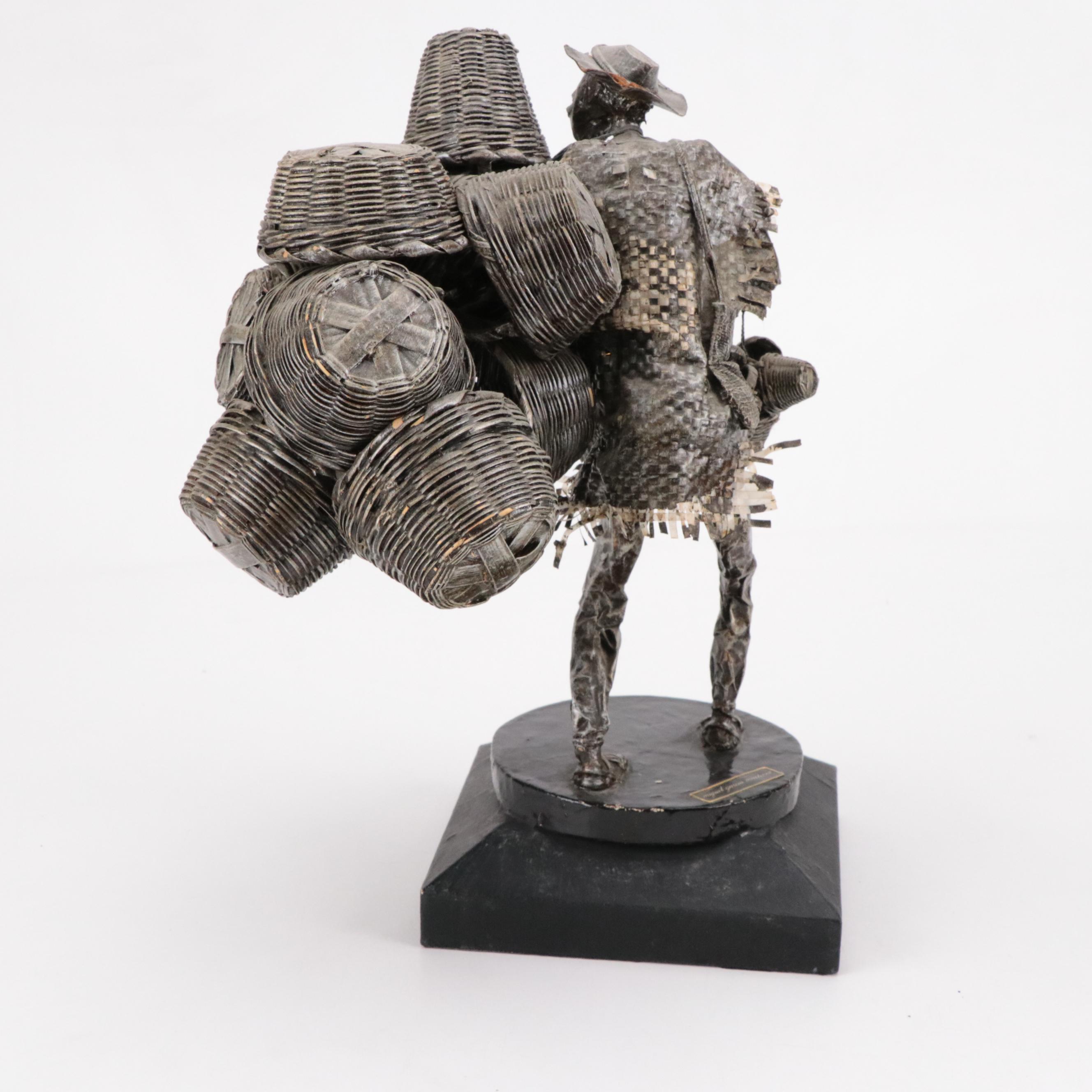 Miguel Gracia Martinez Folk Art Papier-Mâché Figurine with Other Figurine