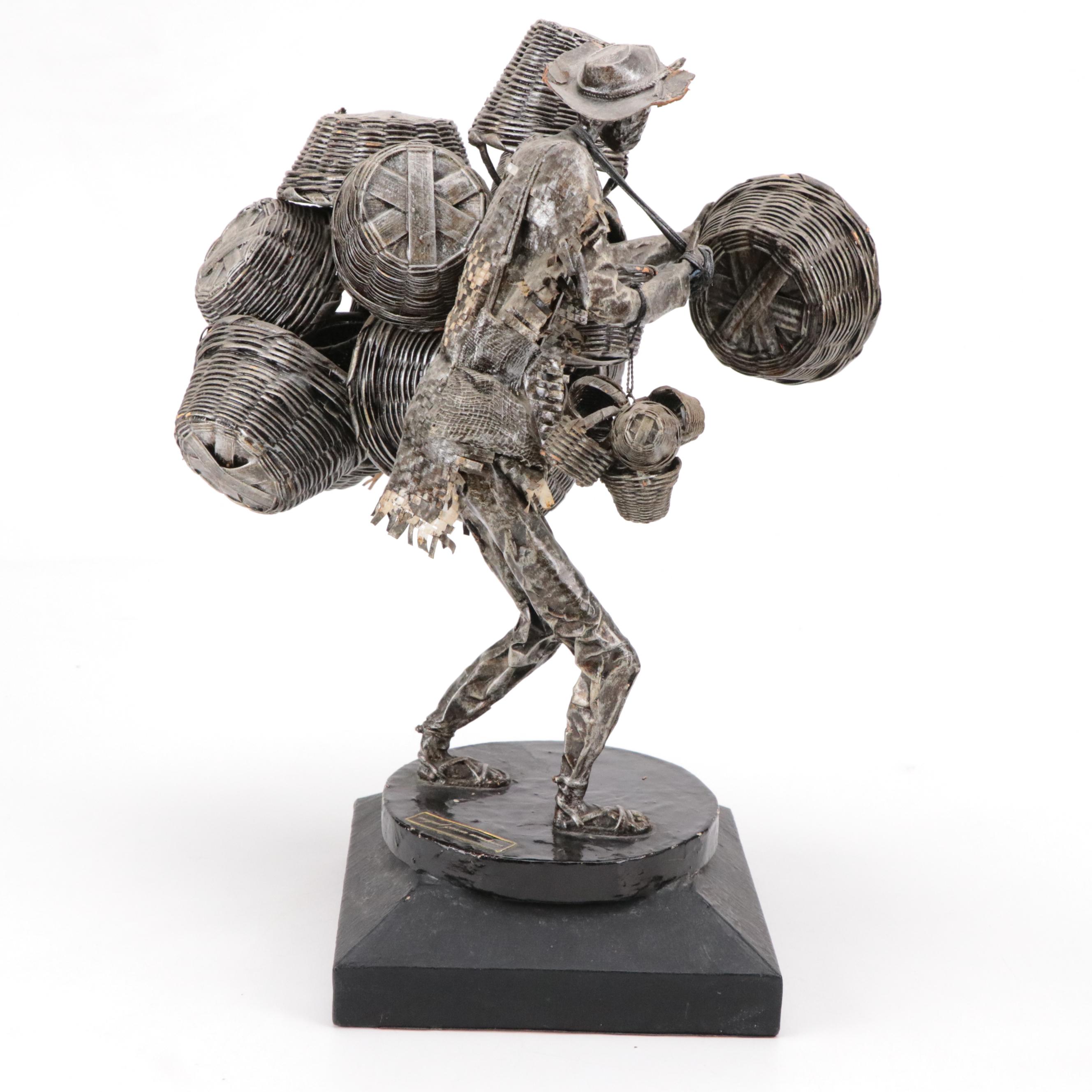 Miguel Gracia Martinez Folk Art Papier-Mâché Figurine with Other Figurine