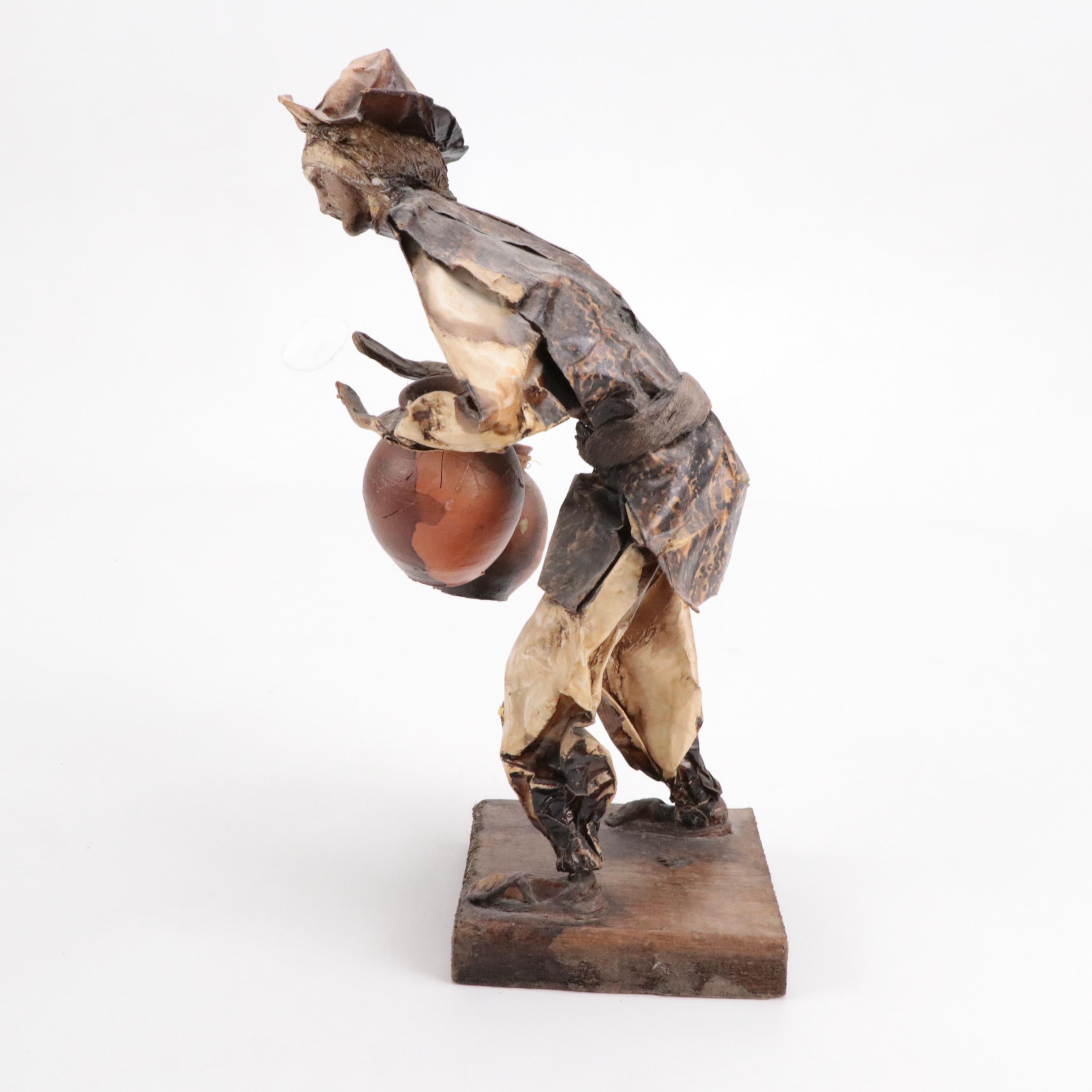 Miguel Gracia Martinez Folk Art Papier-Mâché Figurine with Other Figurine