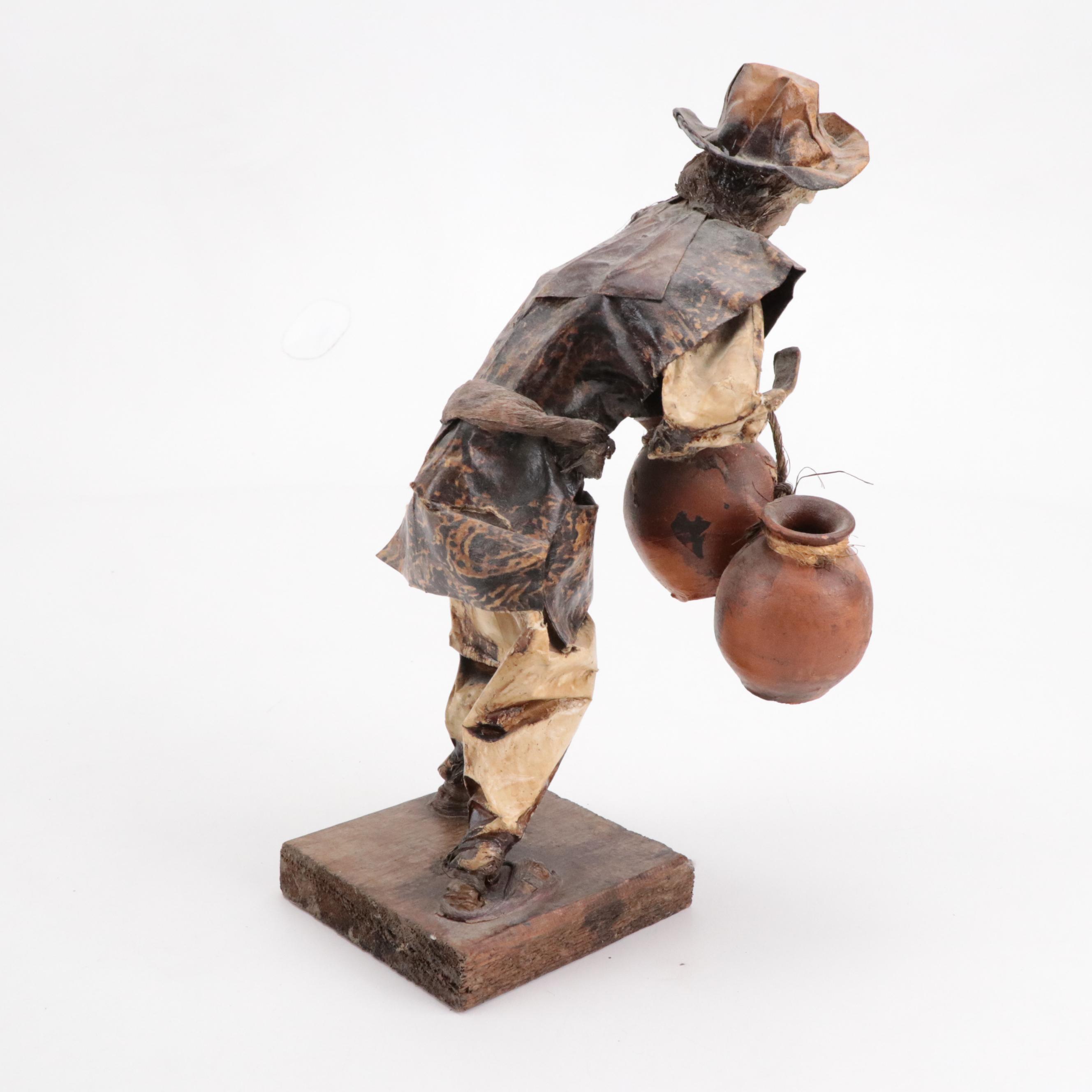 Miguel Gracia Martinez Folk Art Papier-Mâché Figurine with Other Figurine