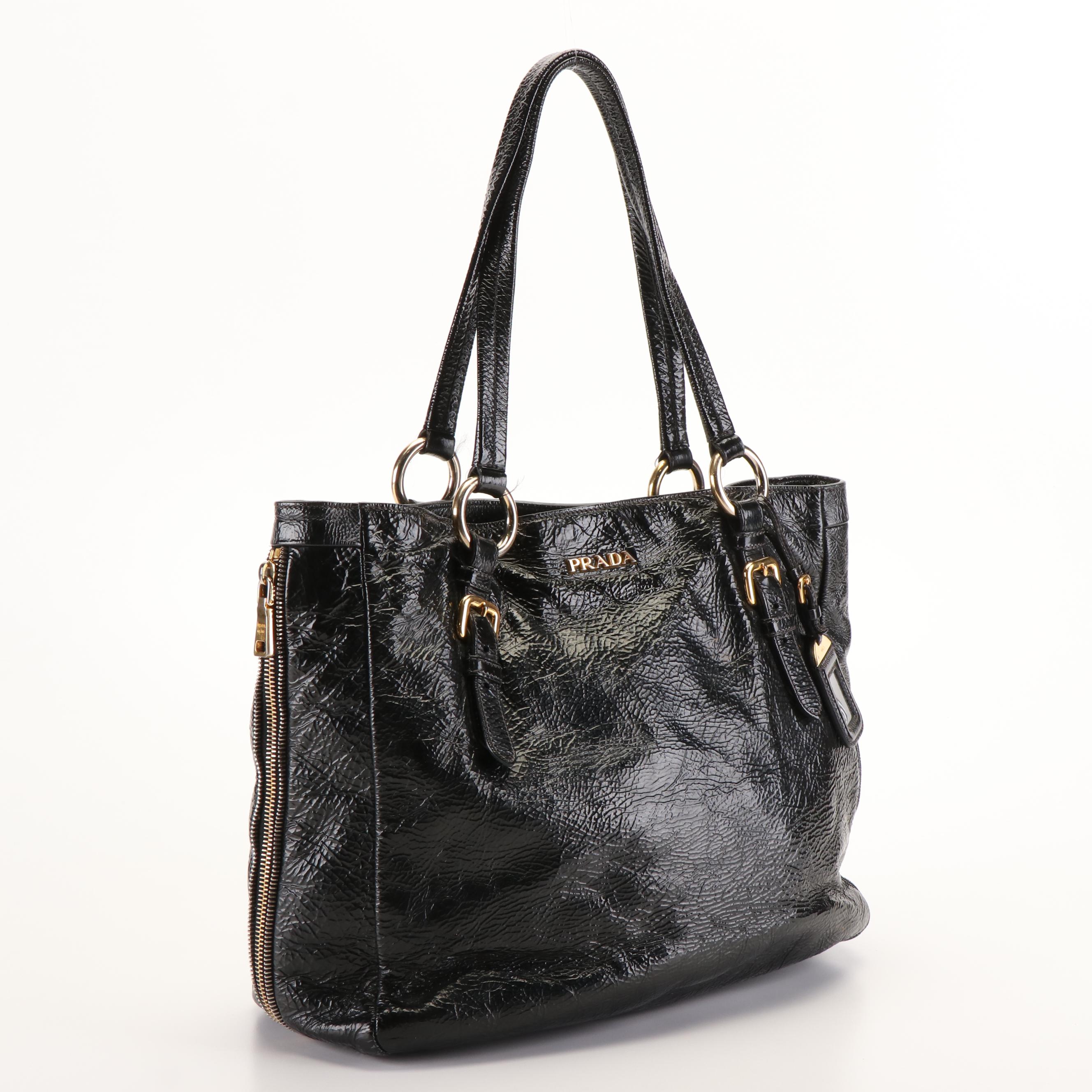 Prada Tote in Black Naplak Patent Leather