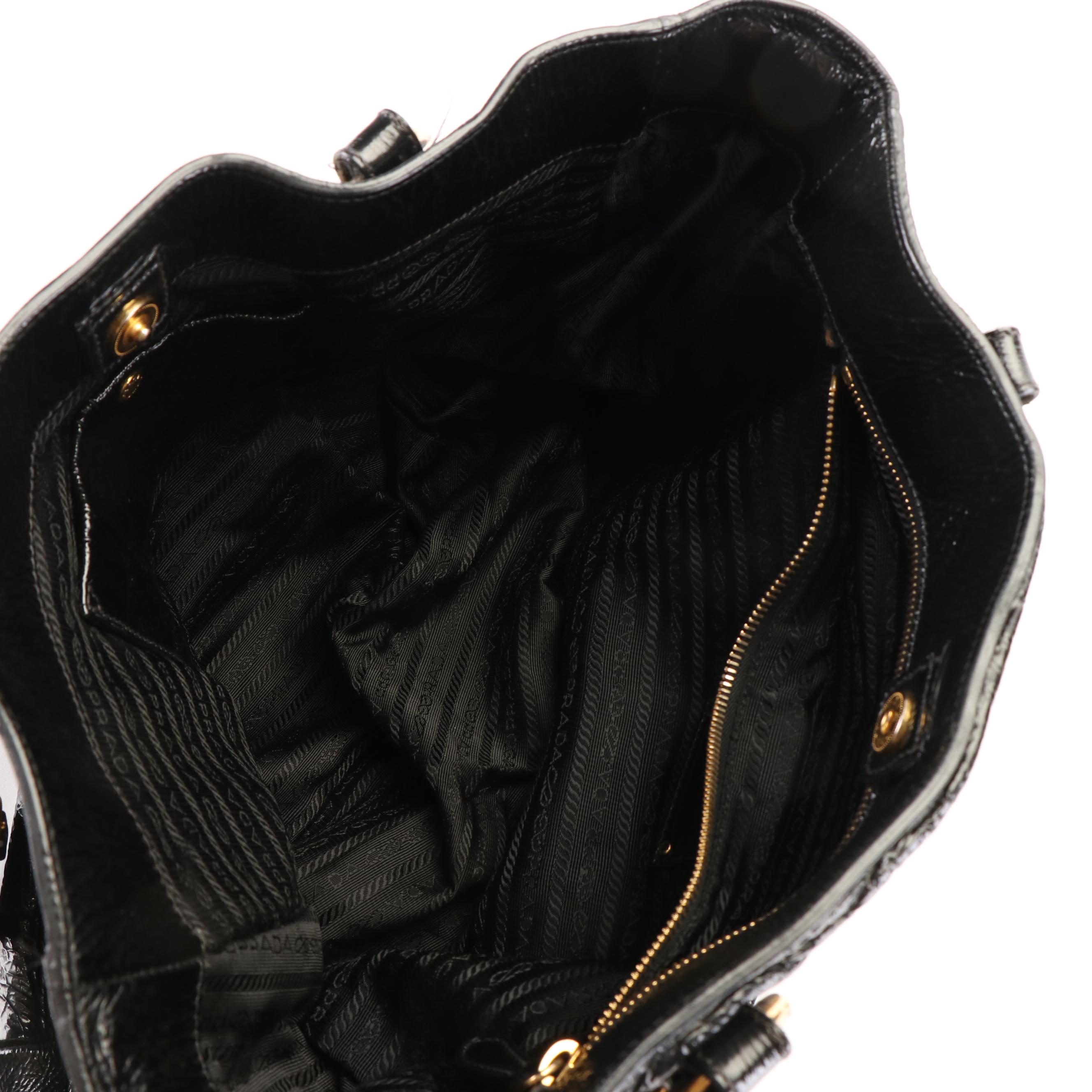 Prada Tote in Black Naplak Patent Leather