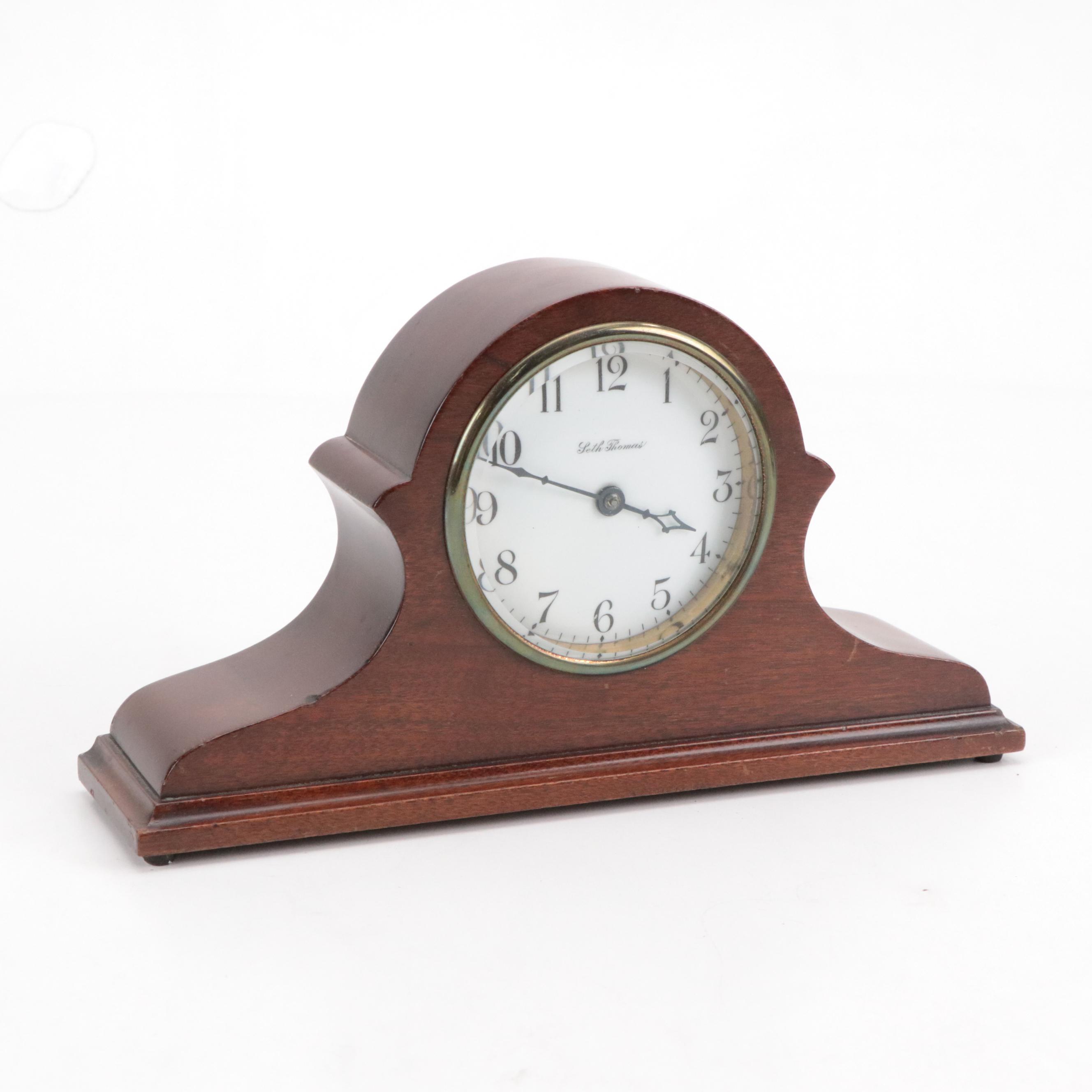 Seth Thomas Wood Tambour Mantel Clock, 20th Century