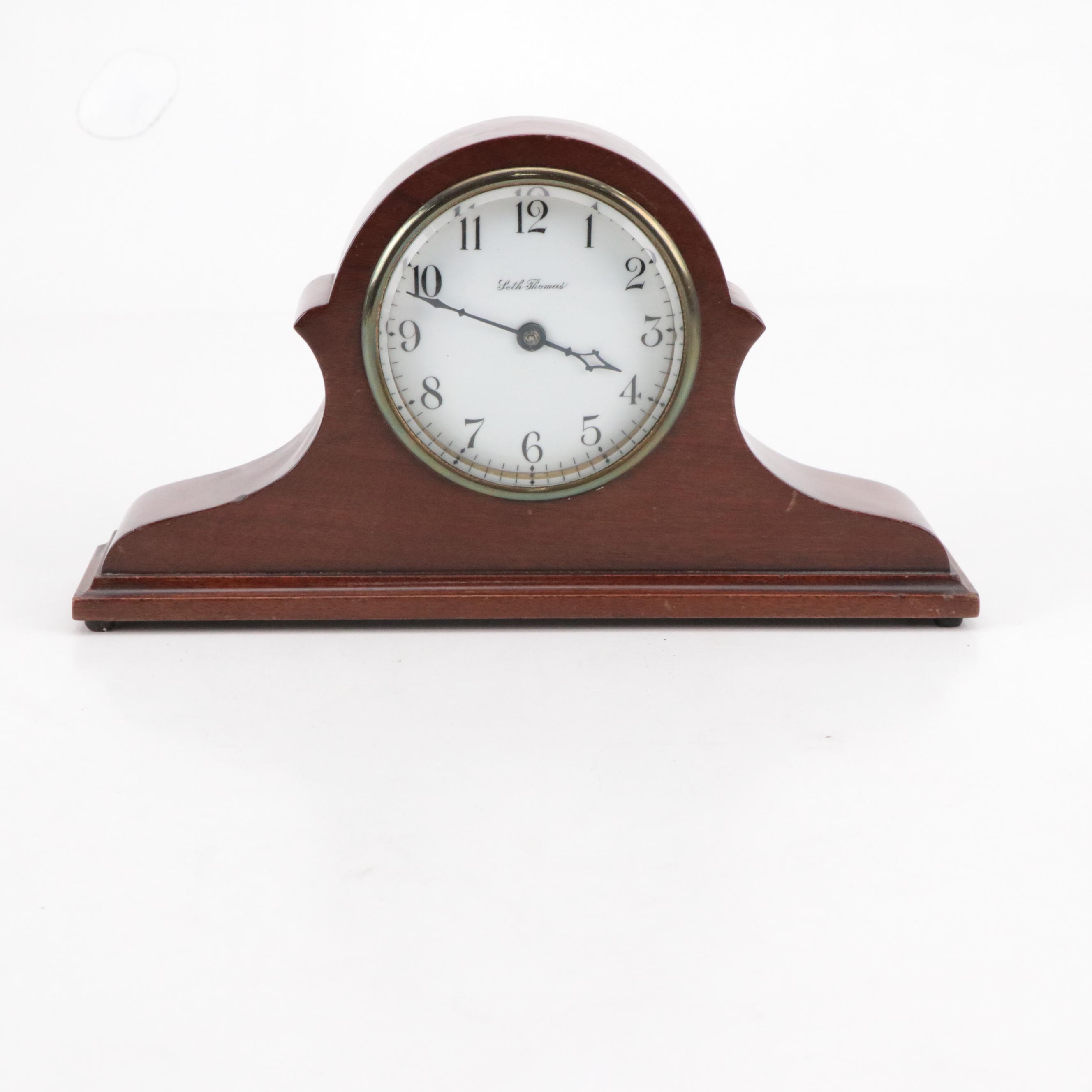 Seth Thomas Wood Tambour Mantel Clock, 20th Century